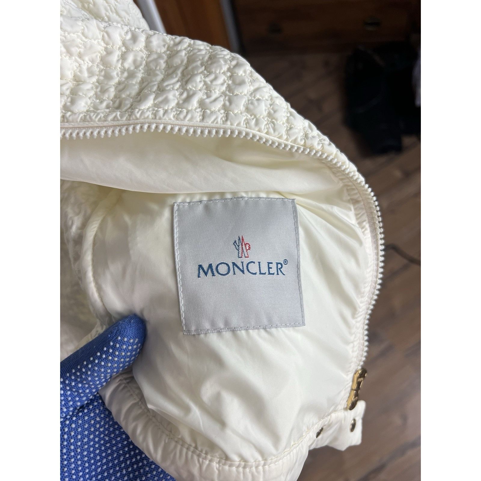Moncler Moncler Marguerite Perforated Beige Women`s Bomber Jacket Si Size XS / US 0-2 / IT 36-38 - 9 Thumbnail