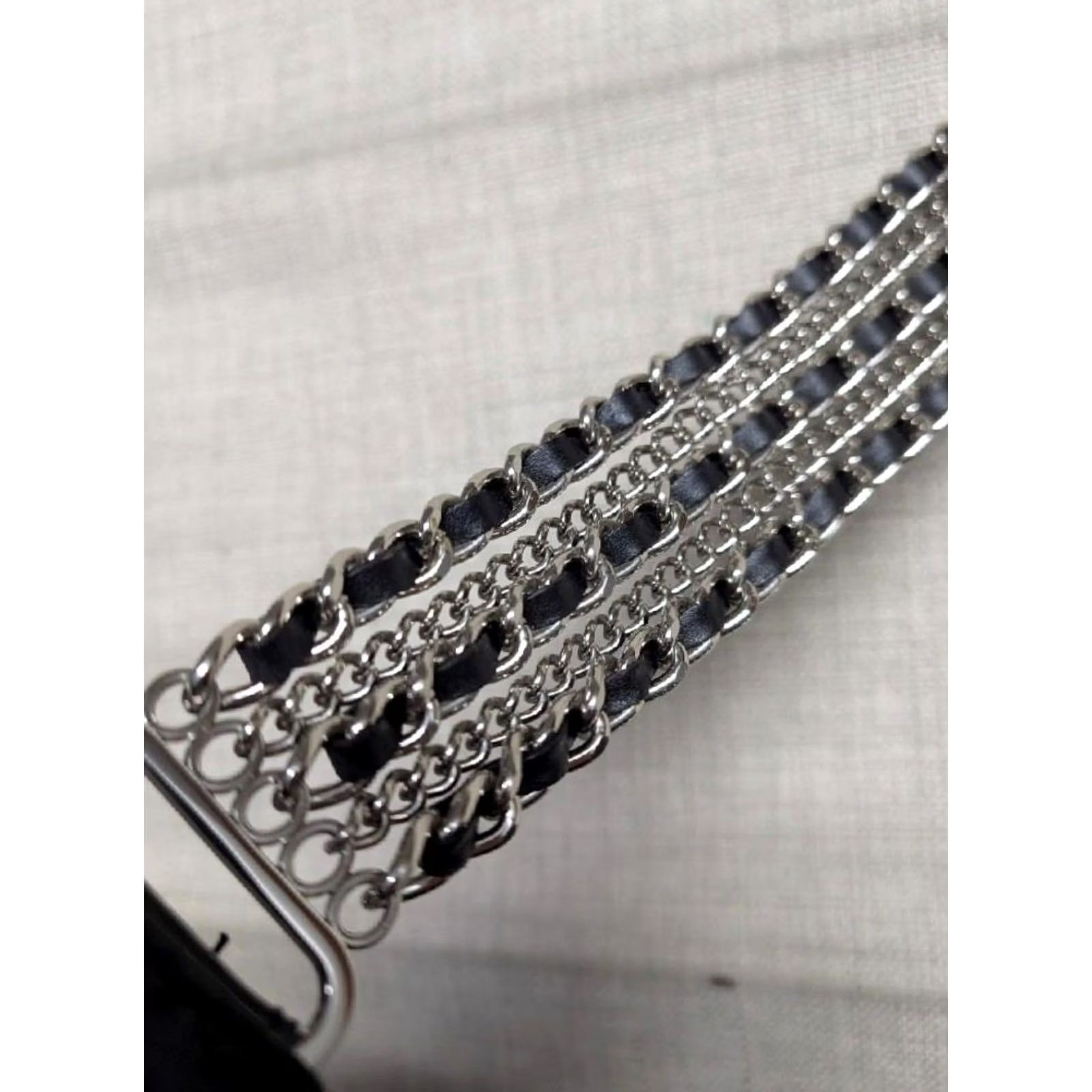 Harley Davidson Harley-Davidson belt 34 black leather chain-link buckle belt Western Punk Y2K Mens Size 34 - 4 Thumbnail