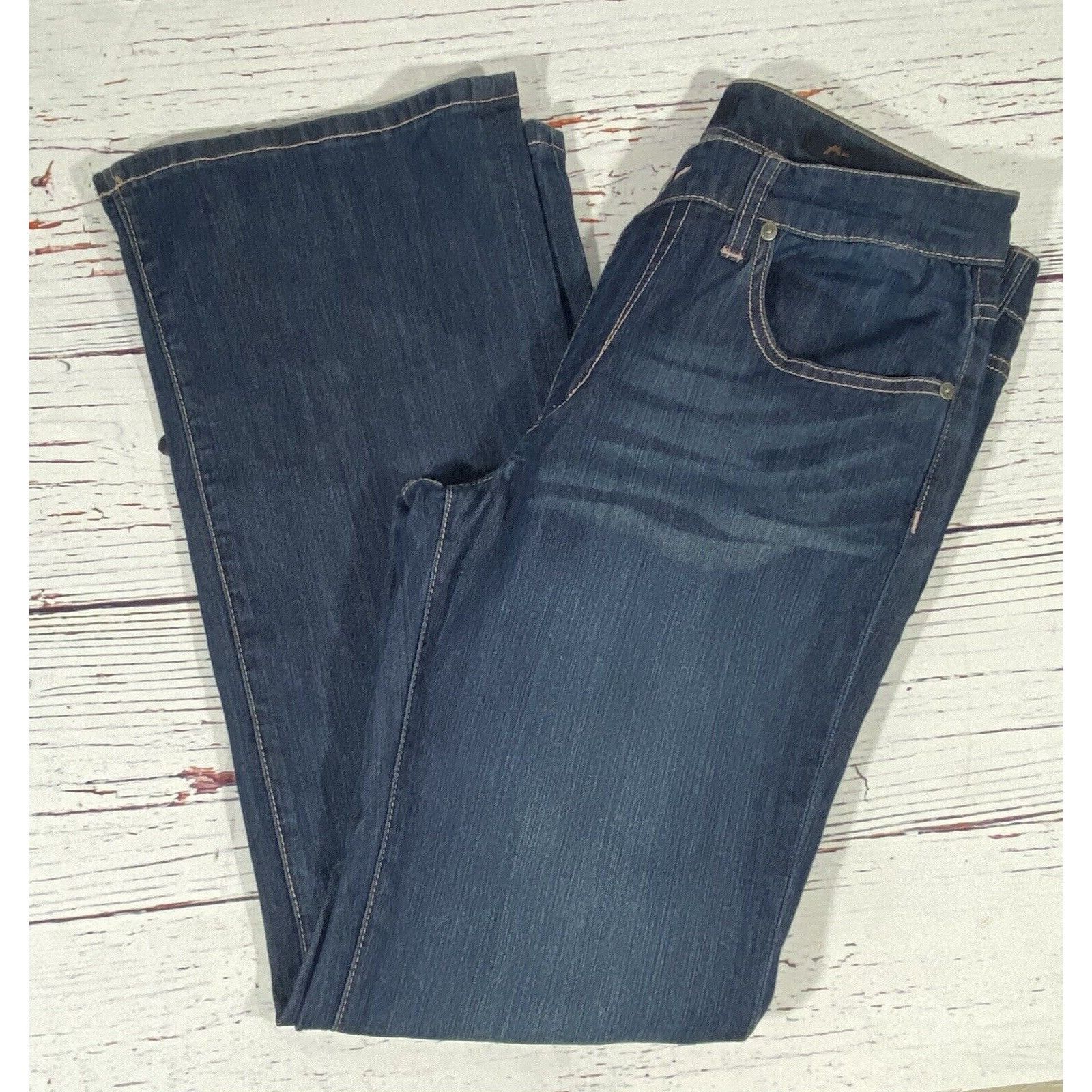 Seven 7 Seven 7 Womens Jeans Size 10 Wide Leg Dark Wash Blue Cottom Size 32" / US 10 / IT 46 - 4 Thumbnail