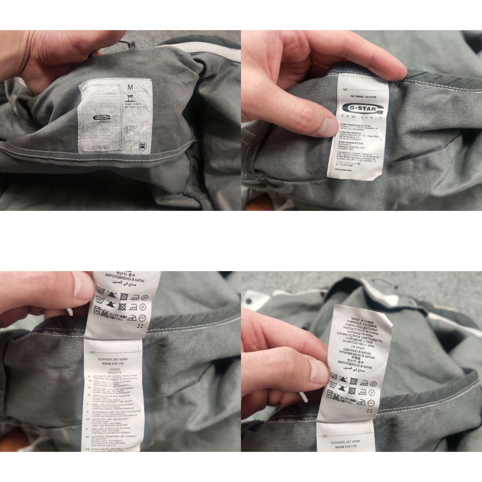 G-Star VINTAGE G Star Raw Gunner Logo Zip Pocket Waxed Gray Cotton Biker Jacket M Women Gray Waxed Logo Pockets 90s Style Mens Ladies Size M / US 6-8 / IT 42-44 - 10 Thumbnail
