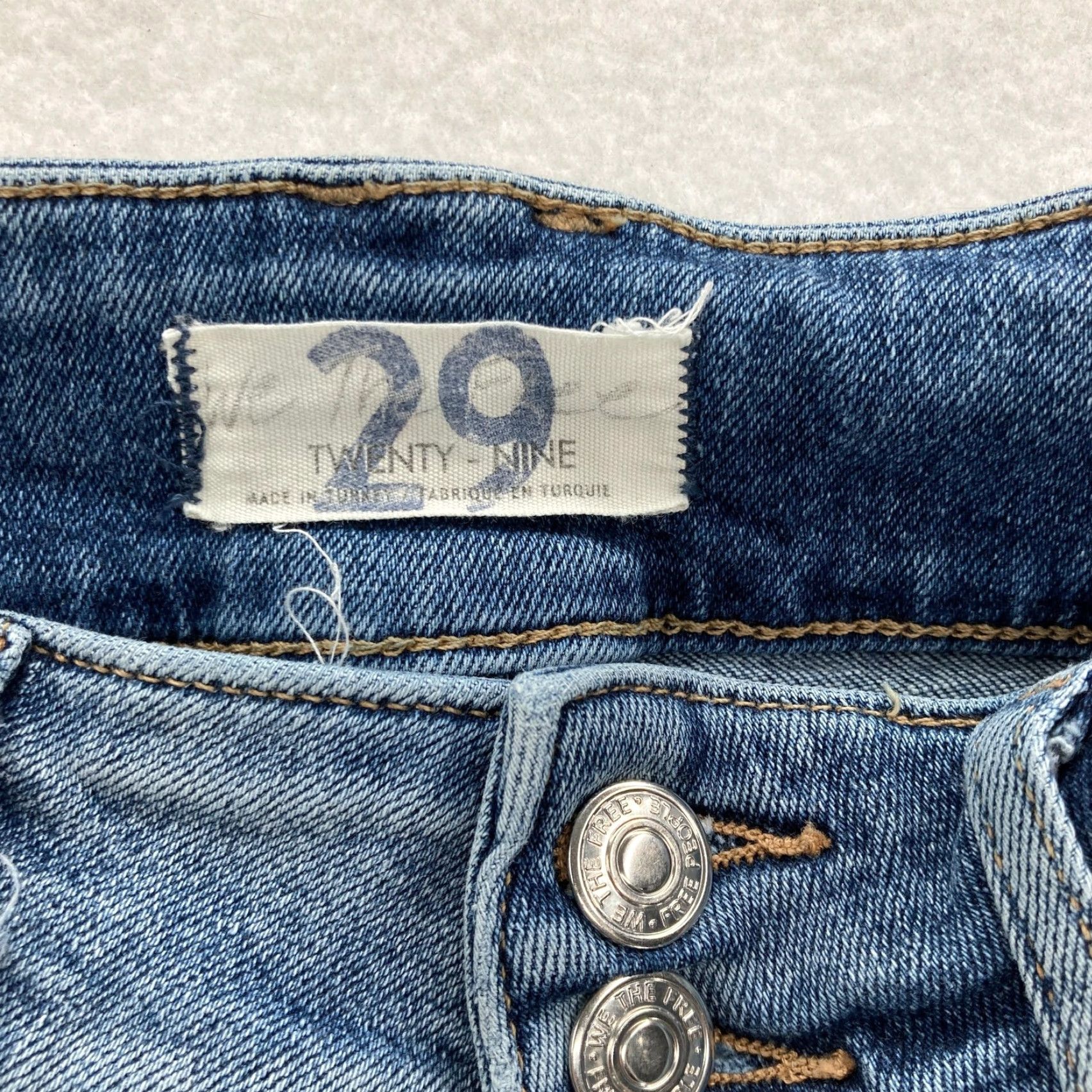 Vintage We The Free Bootcut Jeans Womens 29 Blue Stretch Double Button High Rise Boho Jeans (Denim) Mens? Size 29" - 4 Thumbnail