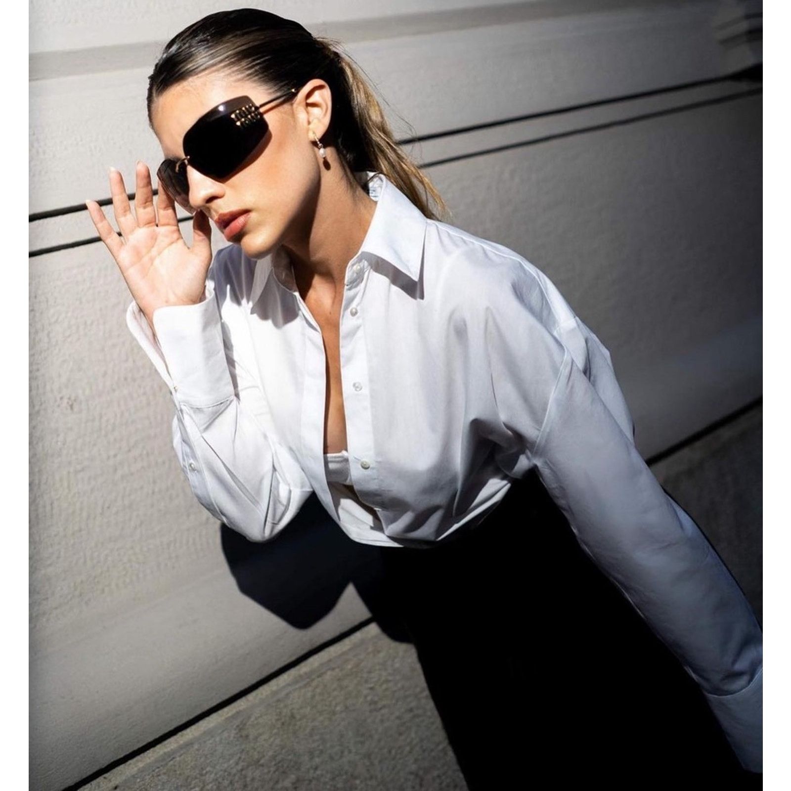 Miu Miu NEW Miu Miu MU54YS Dark Grey Shield Mask Sunglasses $610 Size ONE SIZE - 2 Thumbnail