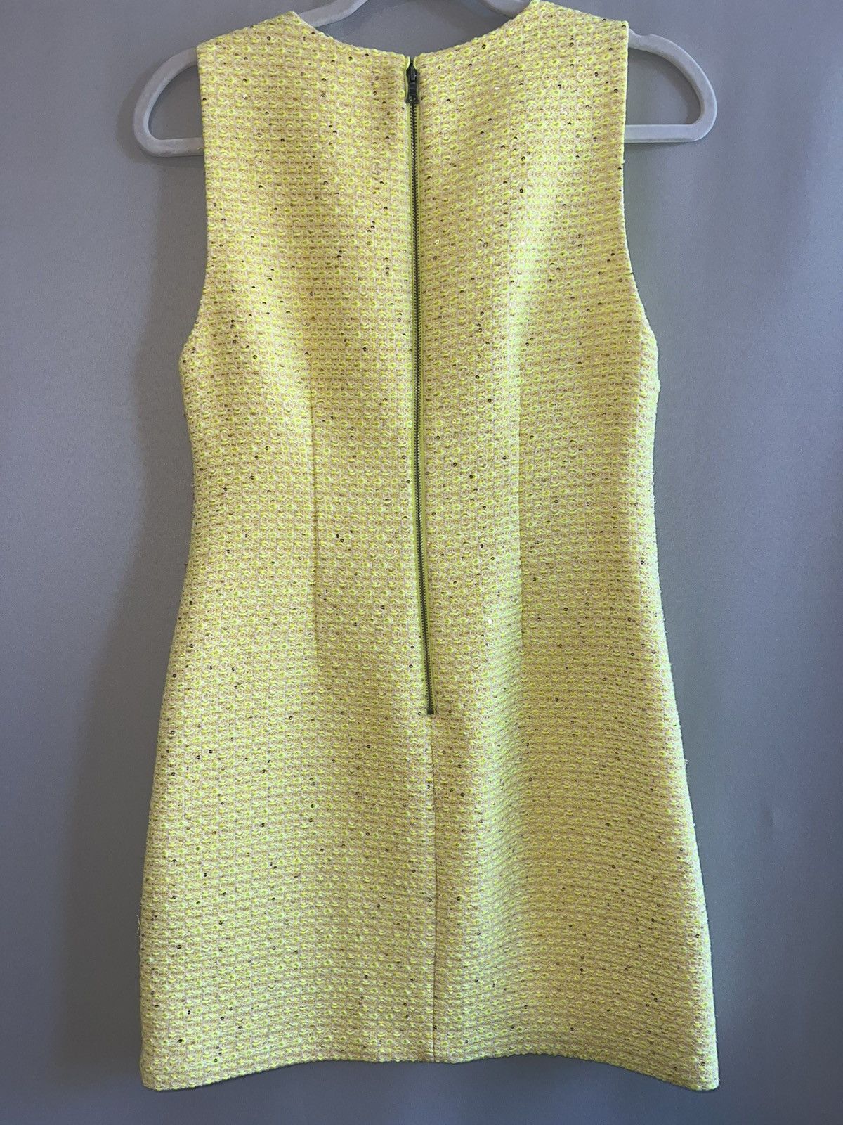 Alice + Olivia Alice + Olivia Clyde Neon Yellow Tweed Mini Dress Size 2 Size XS / US 0-2 / IT 36-38 - 2 Thumbnail