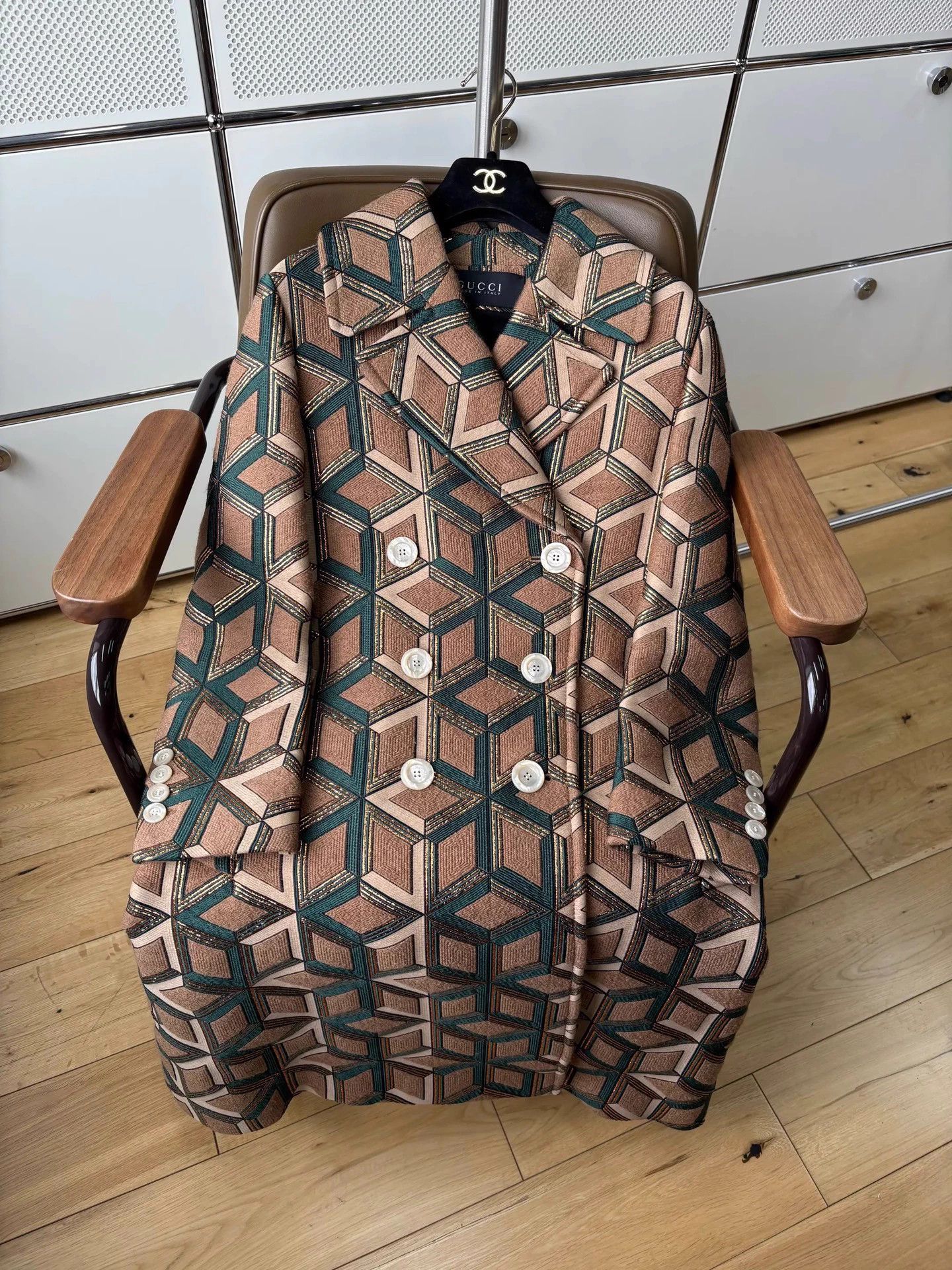 Gucci Gucci brown green diamond lapel single-breasted coat IT38 Size XS / US 0-2 / IT 36-38 - 6 Thumbnail