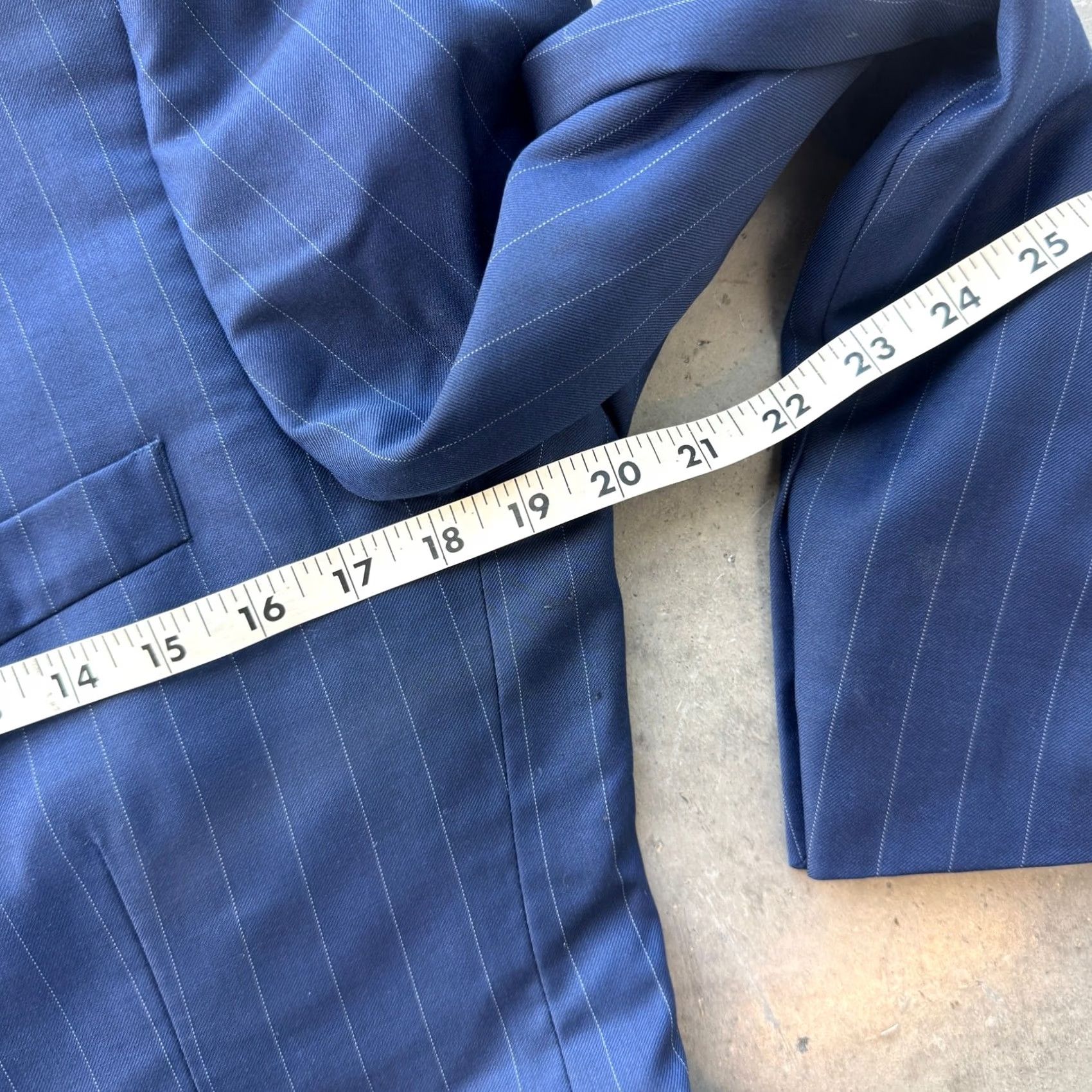 Vintage VINTAGE Indochino Suit Mens S Blue Y2K Wool Pinstriped Blazer Pant Set Petite Size 36R - 7 Thumbnail