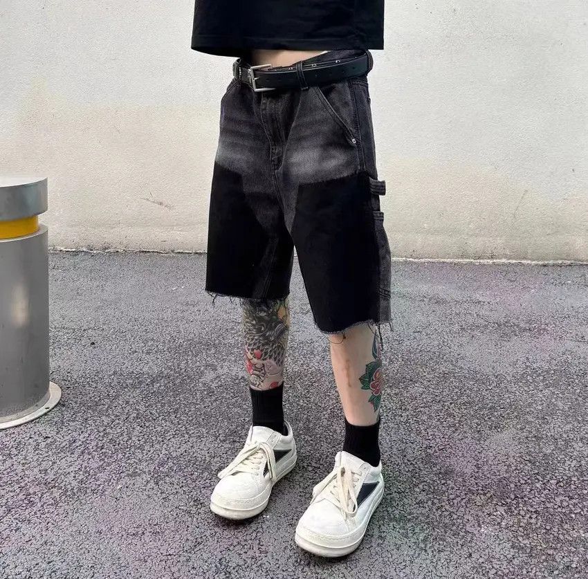 Designer × Japanese Brand Faded Washed Spliced Lumberjack Outfit Denim Shorts Size US 33 - 3 Thumbnail