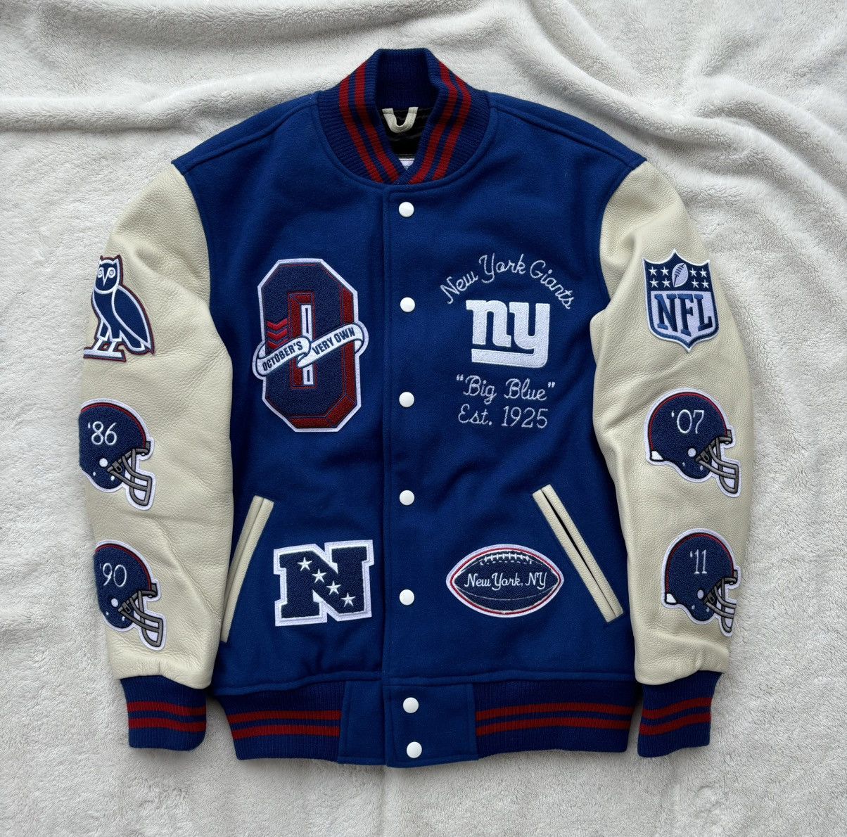 October's Very Own OVO x NFL x NY Giants Blue Varsity Jacket Size US S / EU 44-46 / 1 - 1 Thumbnail