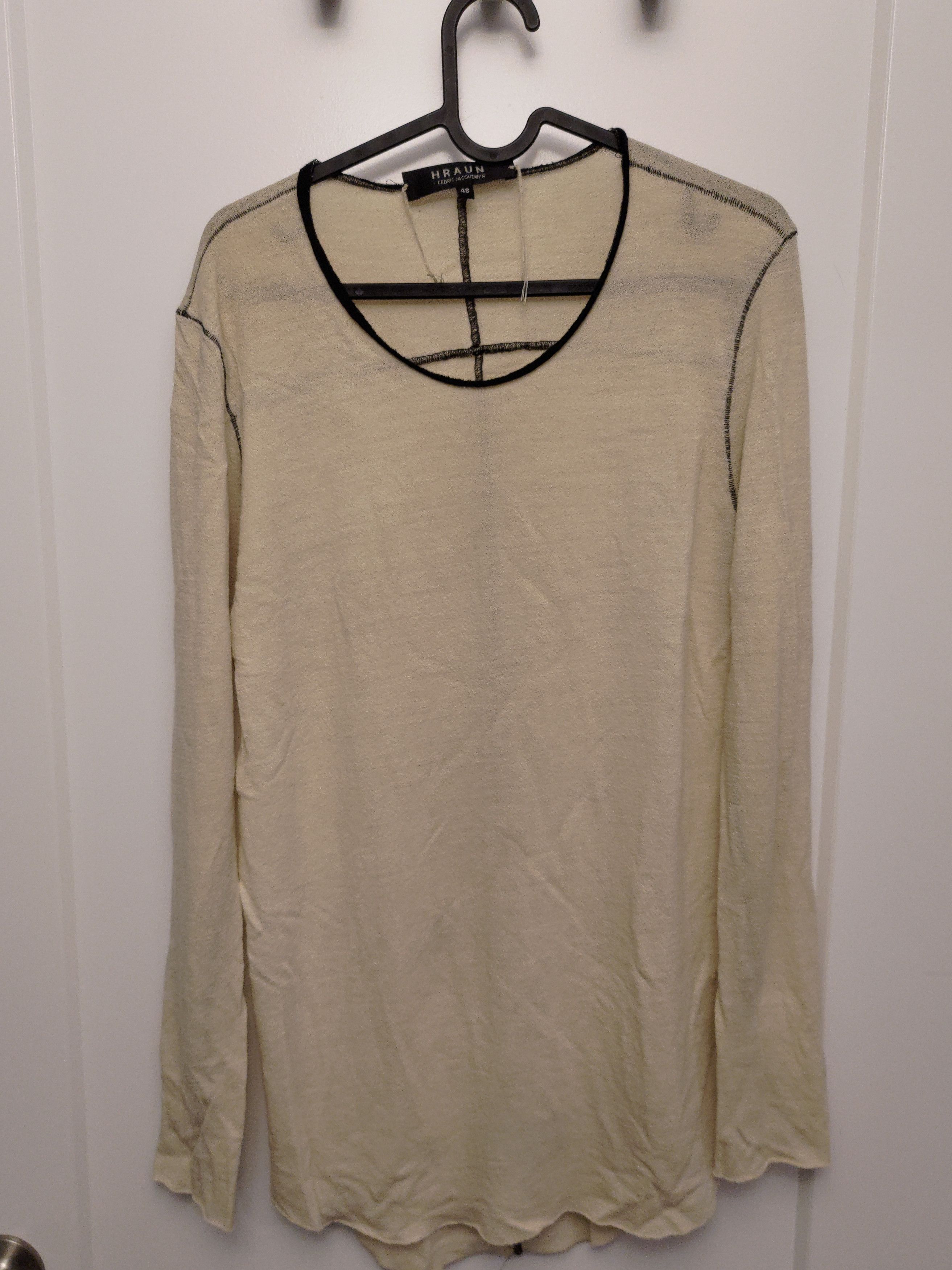image of Cedric Jacquemyn Fw14 Hraun Knit Longsleeve in Bone White, Men's (Size Medium)
