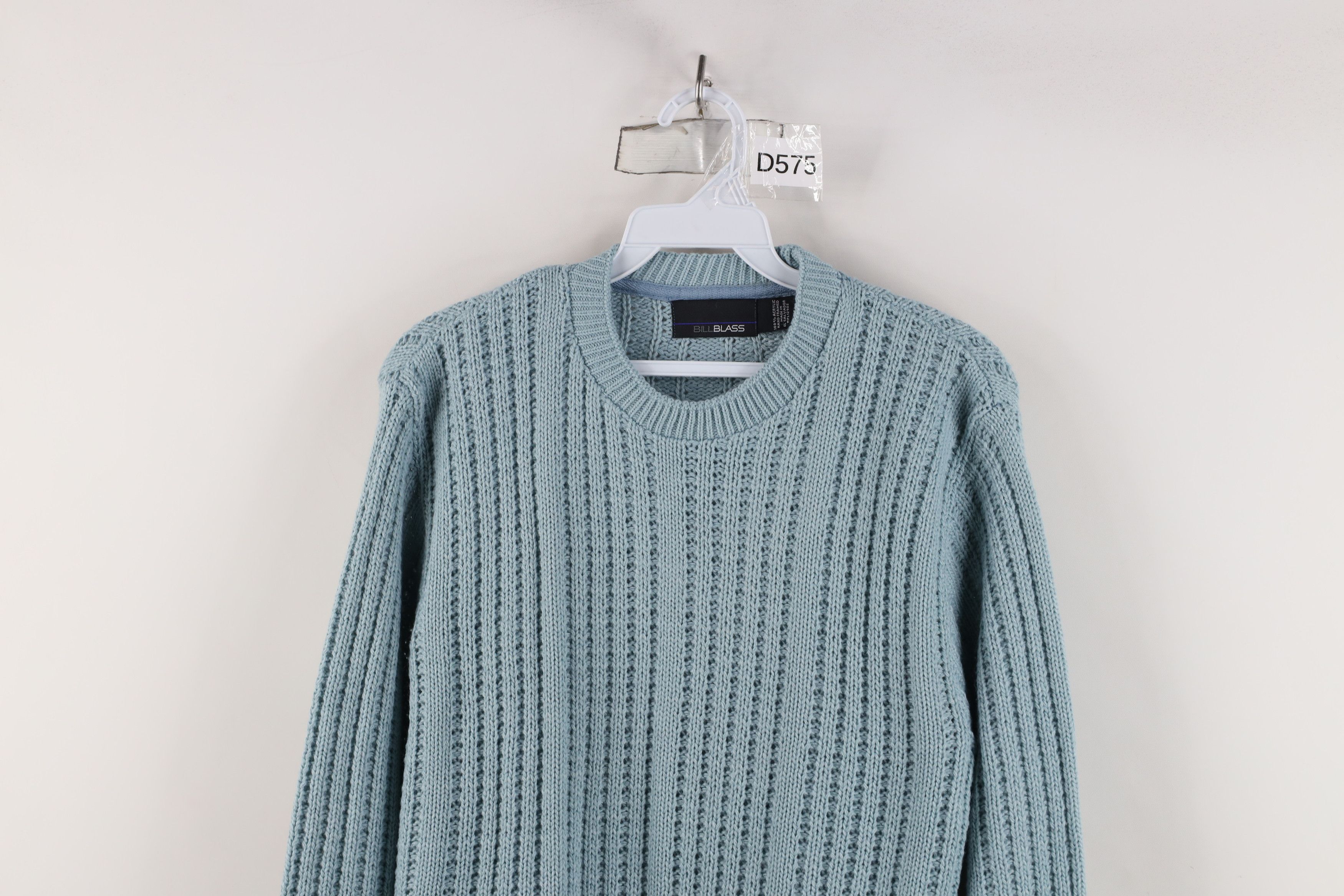 Vintage Vintage 90s Streetwear Ribbed Knit Sweater Carolina Blue Size US M / EU 48-50 / 2 - 2 Thumbnail