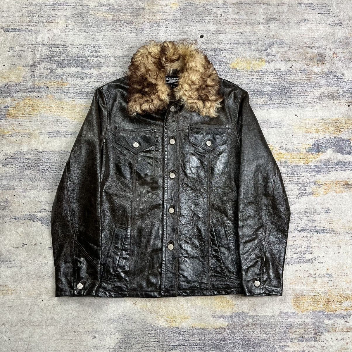 Tornado Mart 2000s Rattle Trap Trim Fur Collar Vkei Style Leather