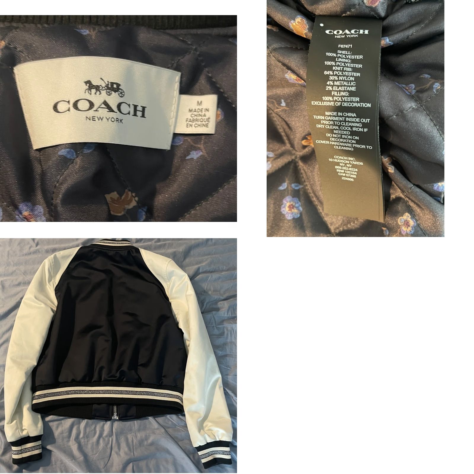 Coach Coach Bomber Jacket Women's Cropped Embroidered Floral Navy Blue M Size M / US 6-8 / IT 42-44 - 8 Thumbnail