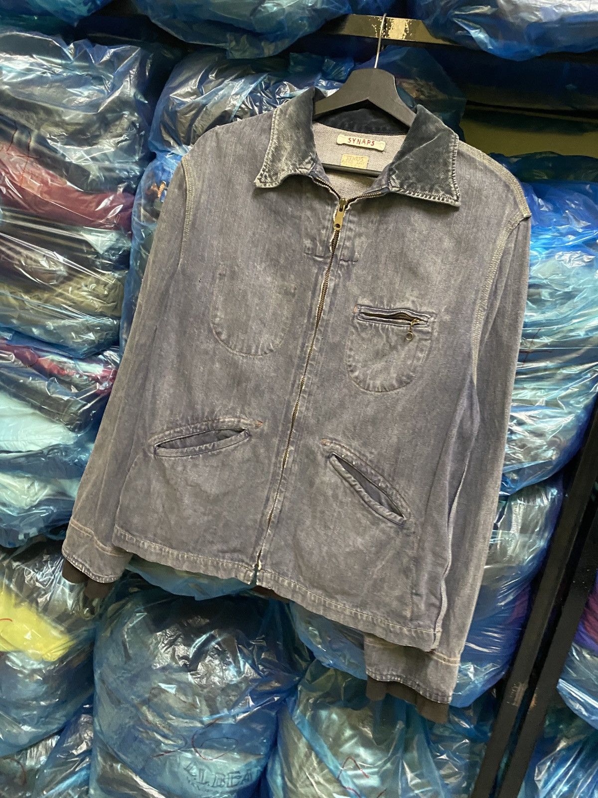 Japanese Brand Vintage SYNAPS Denim Work Jacket Japan Style Zip-Up Size US S / EU 44-46 / 1 - 4 Thumbnail