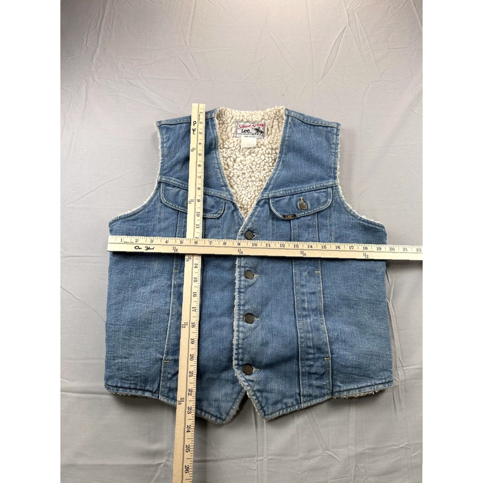 Lee VINTAGE Lee Storm Rider Vest Mens Small Blue Denim Sherpa Lined USA 70s Size US S / EU 44-46 / 1 - 6 Thumbnail