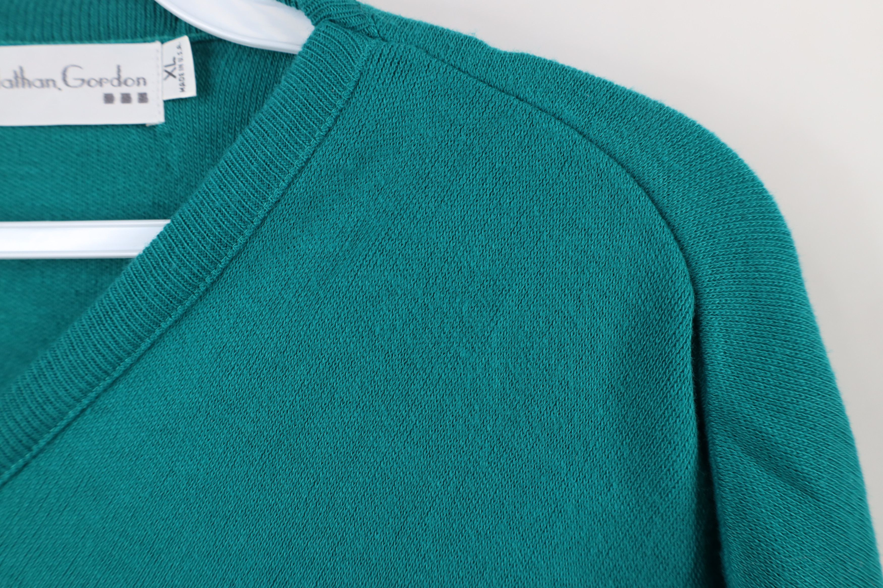 Vintage Vintage 90s Streetwear Knit V-Neck Sweater Teal USA Acrylic Size US XL / EU 56 / 4 - 8 Thumbnail