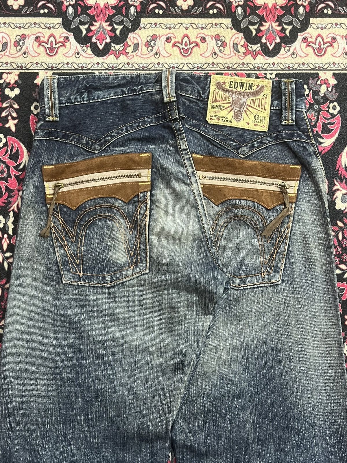 Edwin ⚡️Distressed⚡️Vintage Edwin XVS Blue Faded Washed Loose Jeans Size US 30 / EU 46 - 7 Thumbnail