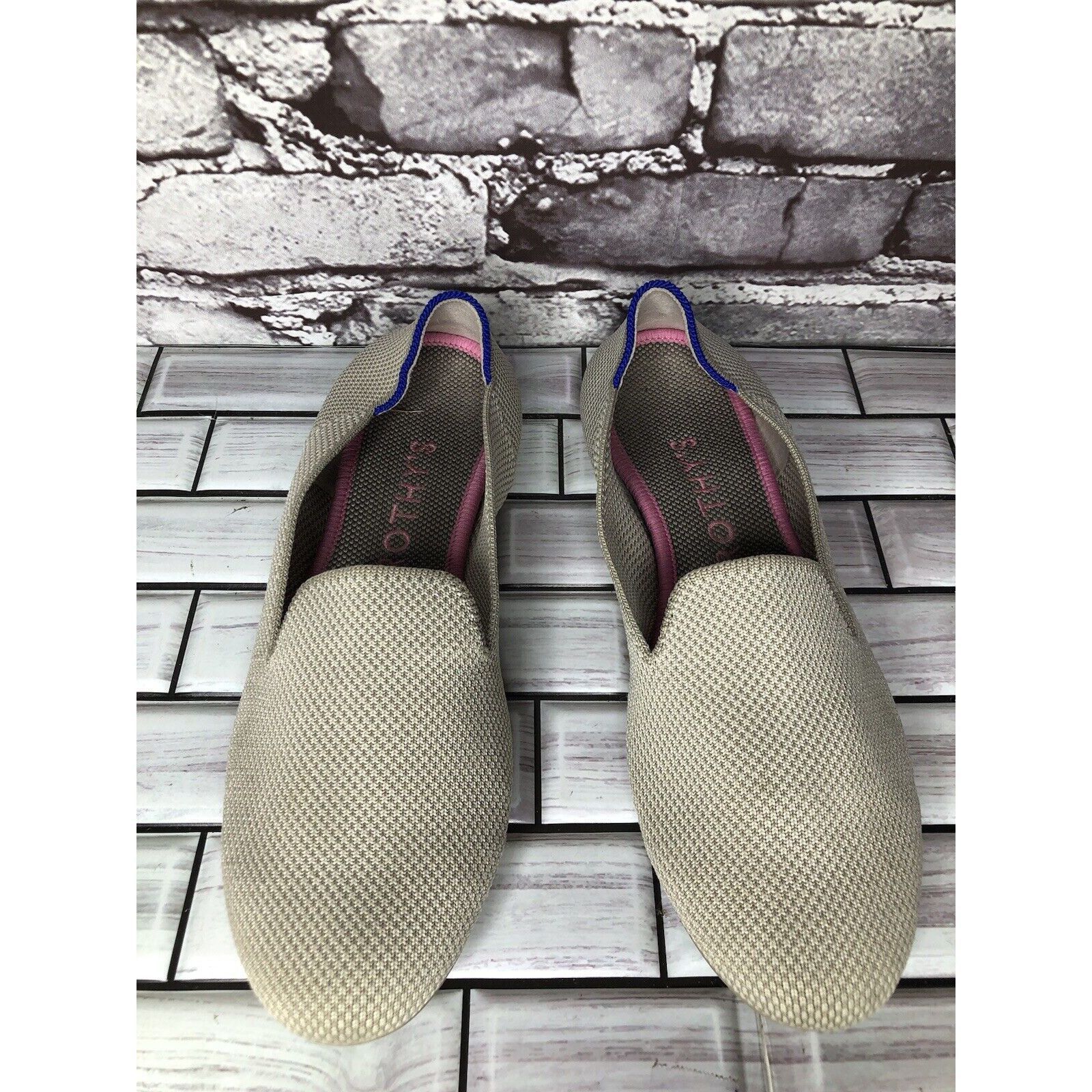Other Rothys Cream Gray Knit Casual Slip On Round Toe Ballet Flats Size US 8.5 / IT 38.5 - 15 Thumbnail