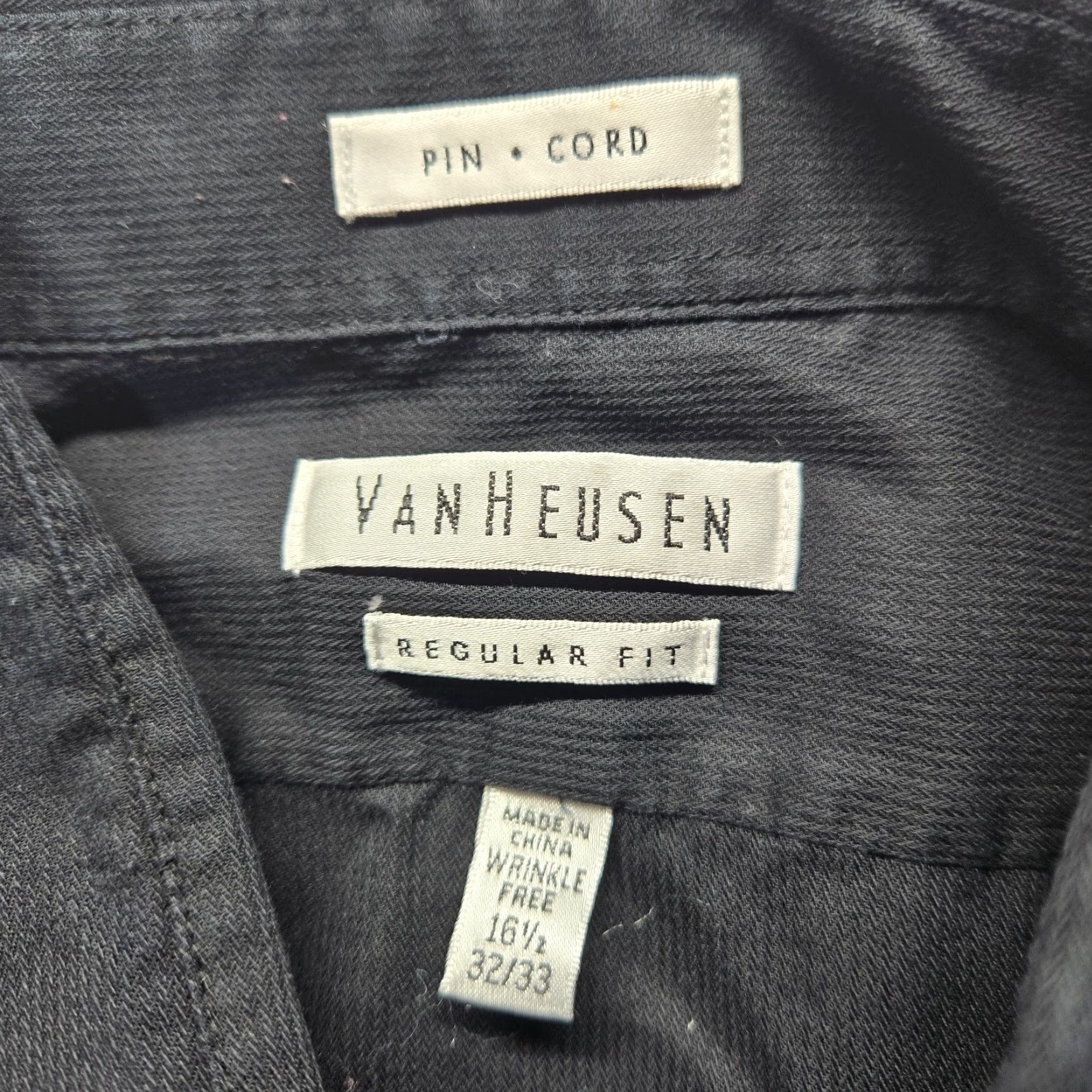 Van Heusen Van Heusen Dress Shirt Men 16.5 Black Classic Fit Button Up Shirt Size 46R - 3 Thumbnail