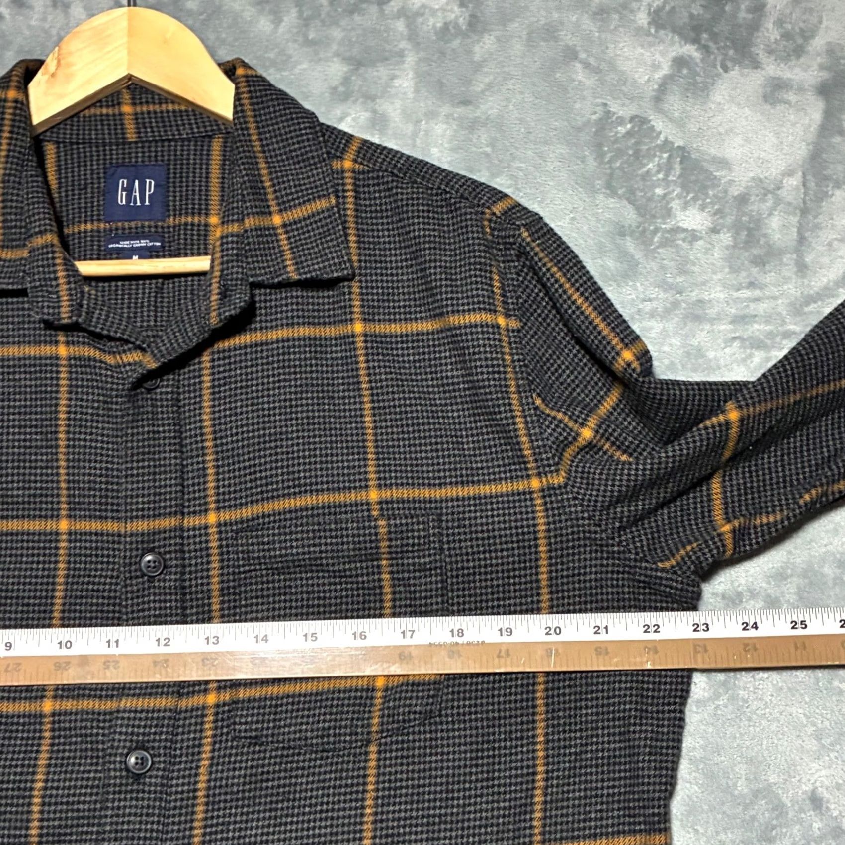Gap VINTAGE Gap Organic Cotton Houndstooth Windowpane Flannel Shirt Mens M Gray Size US M / EU 48-50 / 2 - 7 Thumbnail