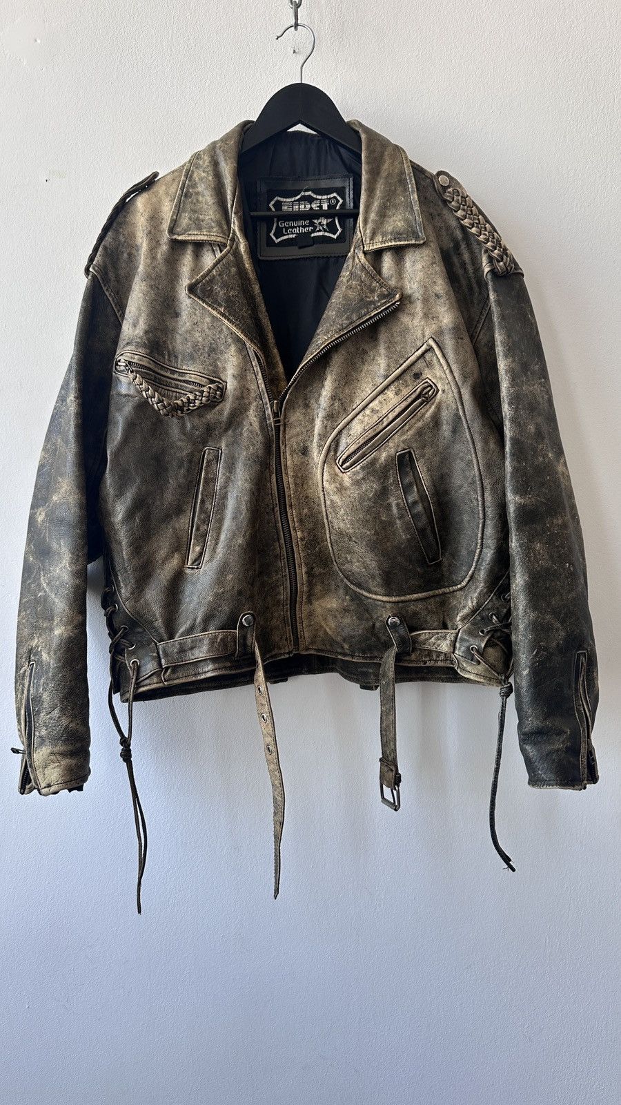 Other Leather Motorcycle Jacket XL Braided Shoulders Rocker Heavy Size US XL / EU 56 / 4 - 4 Thumbnail