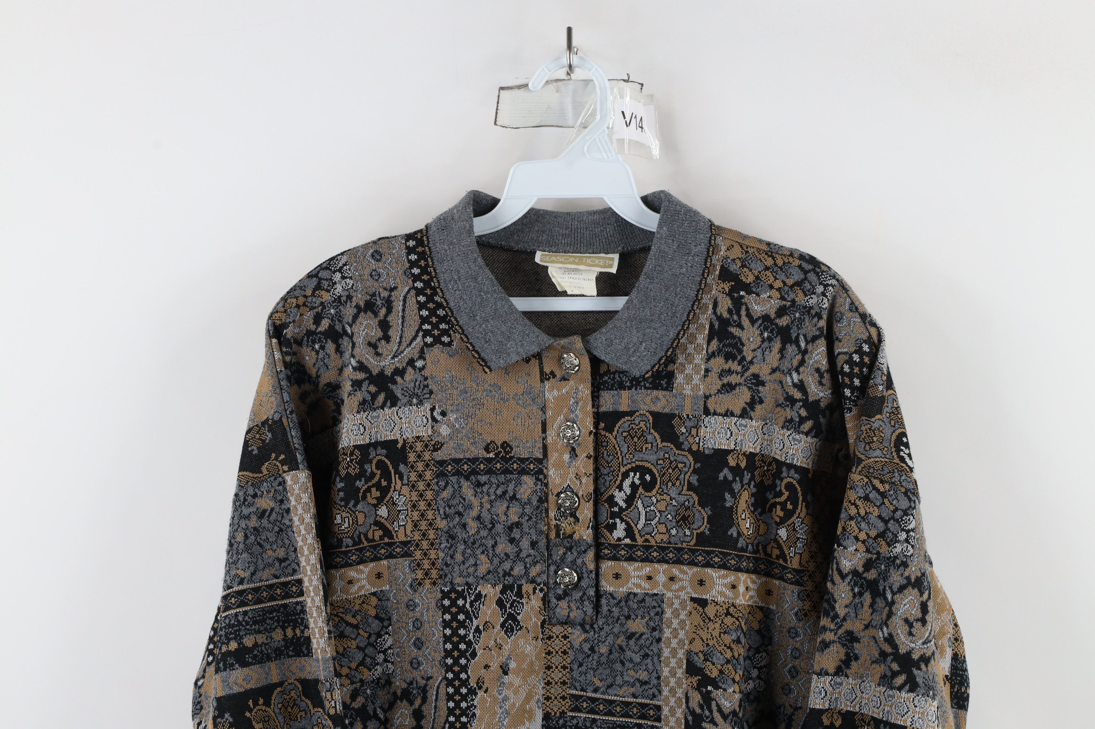 Vintage Vintage 90s Streetwear Tapestry Knit Collared Sweater USA Size M / US 6-8 / IT 42-44 - 2 Thumbnail