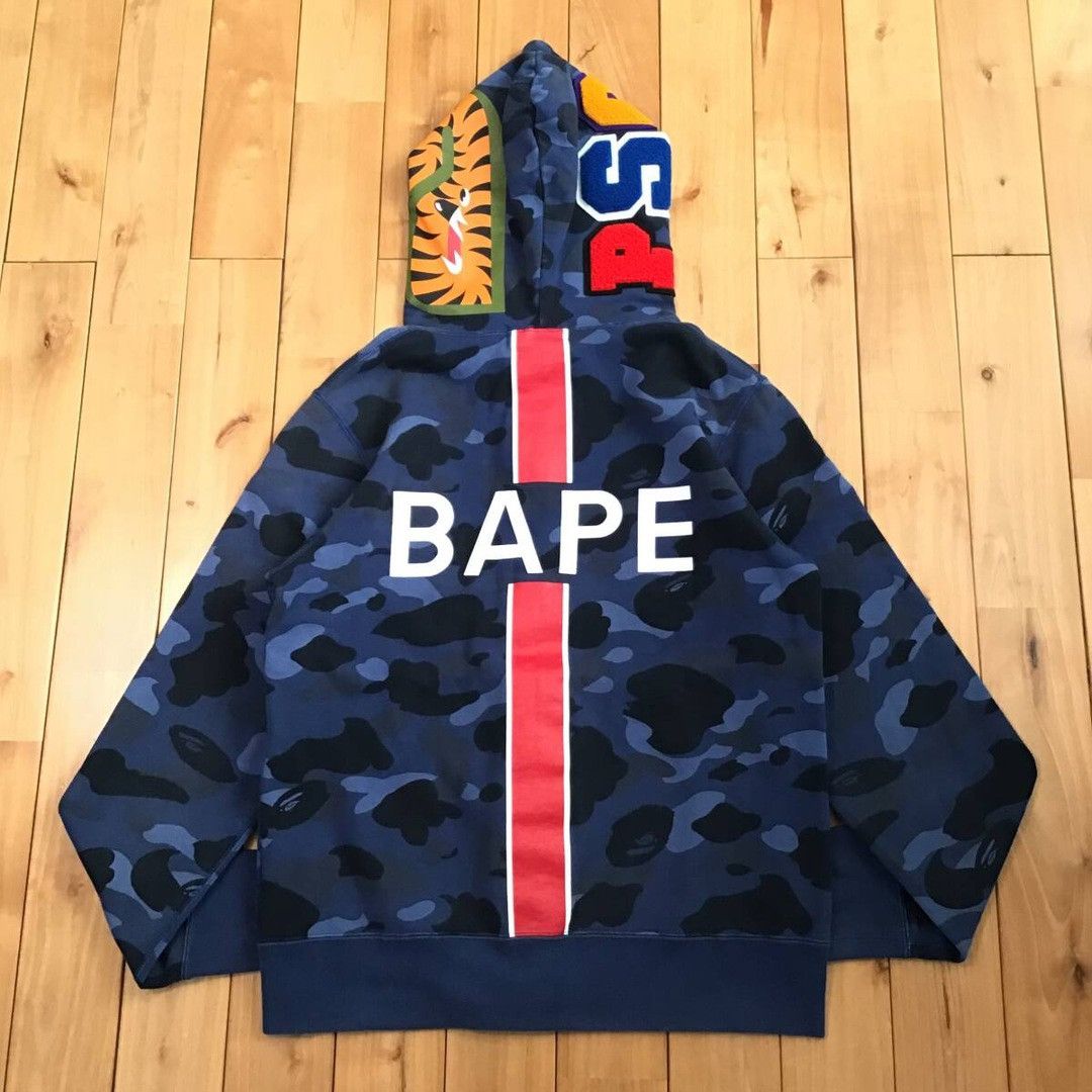 Bape BAPE × PSG Shark full zip Hoodie a bathing ape blue camo Size US M / EU 48-50 / 2 - 3 Thumbnail