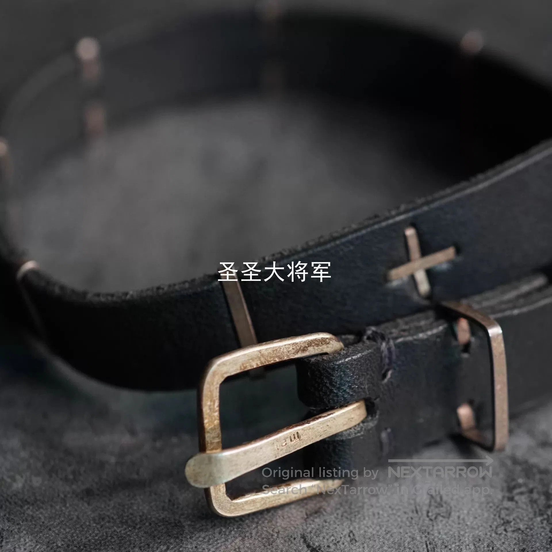 Ma+ Black Leather Belt with Metal Buckle. Size ONE SIZE - 7 Thumbnail
