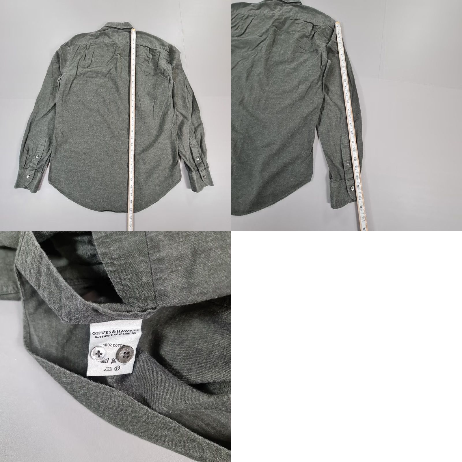 Gieves & Hawkes Gieves & Hawkes Savile Row Mens Shirt Khaki Green Small Long Sleeve Button-Down Size US S / EU 44-46 / 1 - 8 Thumbnail