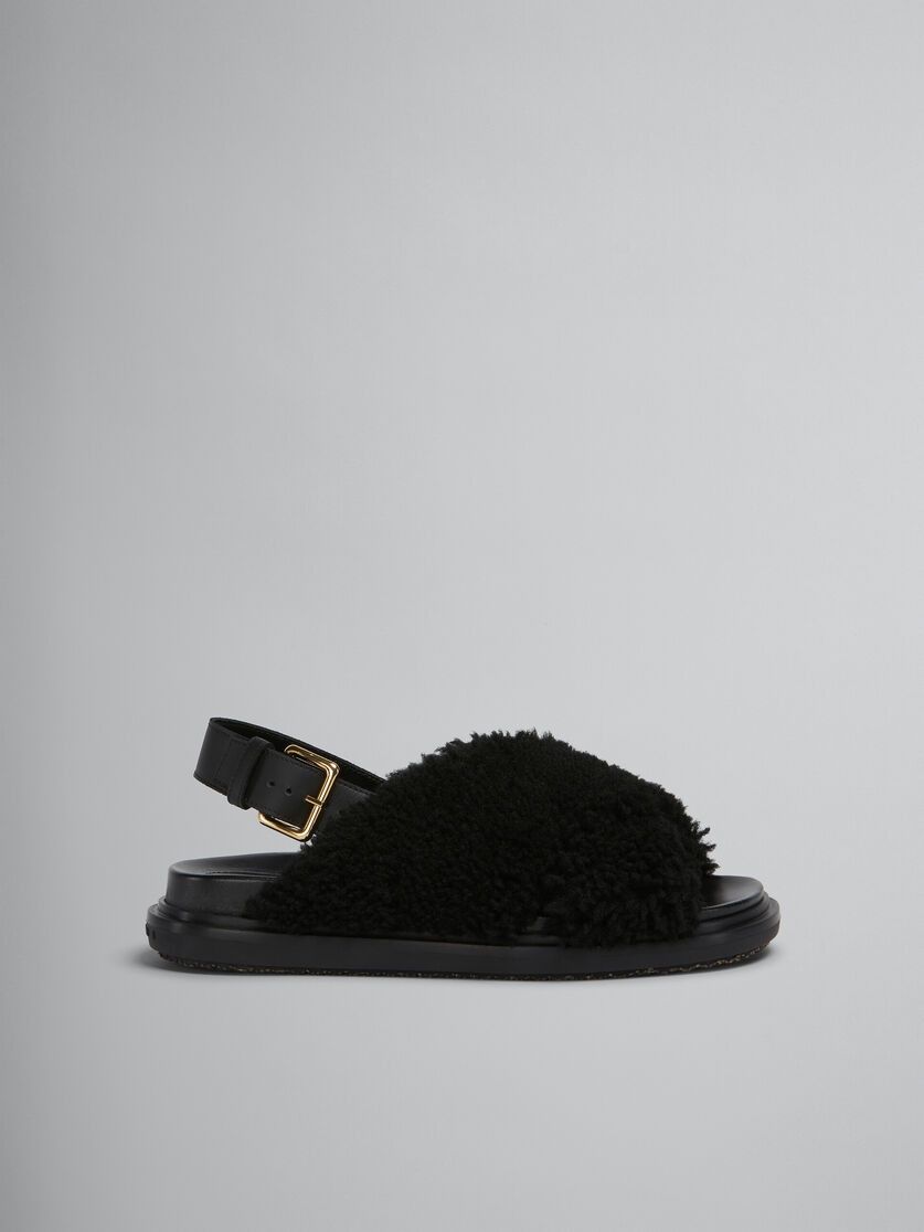 Marni o1w1db11225 Fussbett Shearling Sandals in Black Size US 5 / IT 35 - 1 Thumbnail