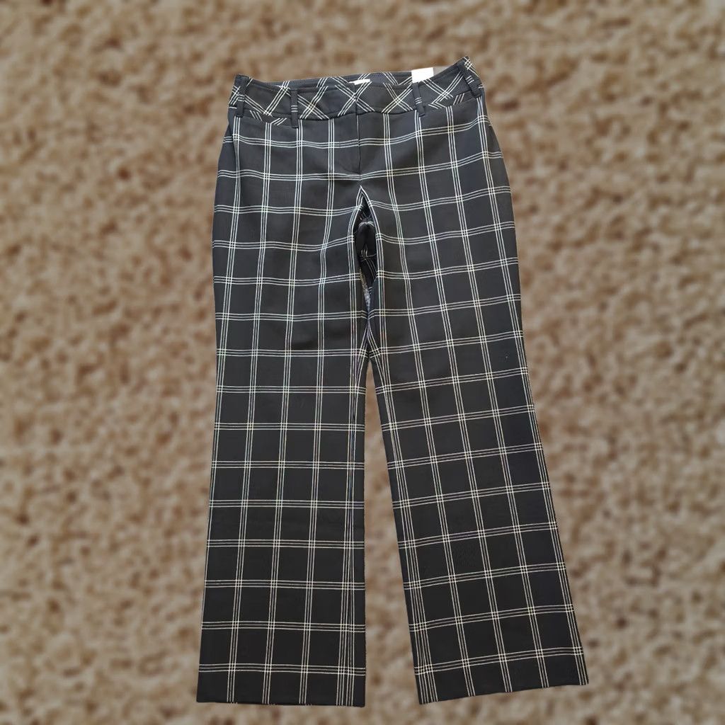 Loft LOFT Pants Women Size 8 Petite Black Windowpane Plaid Marisa Straight Leg Office Dress Pants Womens Regular 29 Inseam Flat Front Polyester Blend Size 30" / US 8 / IT 44 - 1 Thumbnail