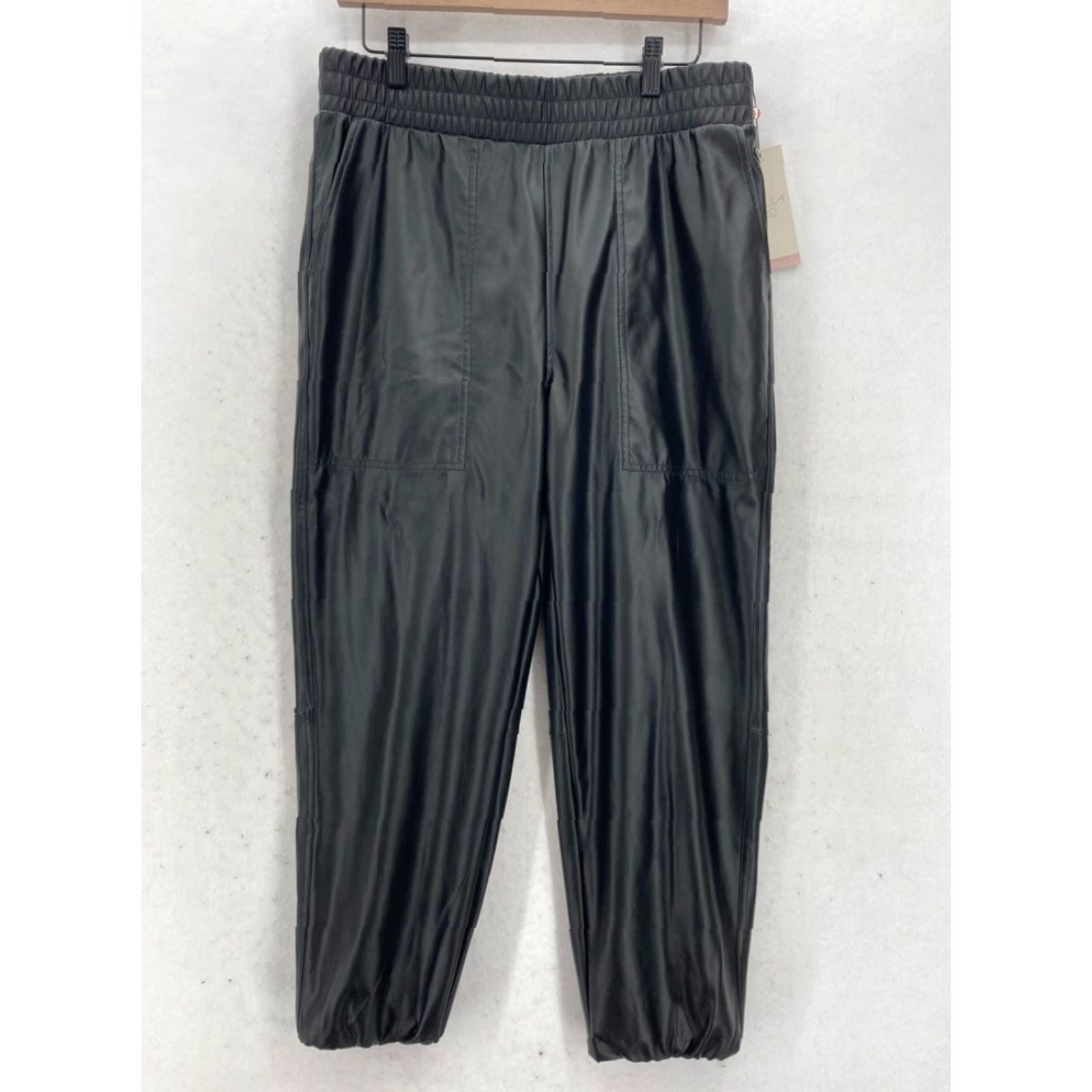 Vintage Calia Faux Leather Jogger Pants Women's Medium Black High Rise Stretch NWT Size 32" / US 10 / IT 46 - 2 Thumbnail