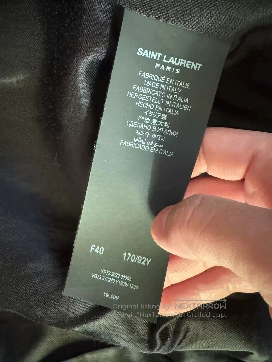 Saint Laurent Paris stylish black baseball jacket with white details. Size US L / EU 52-54 / 3 - 5 Thumbnail