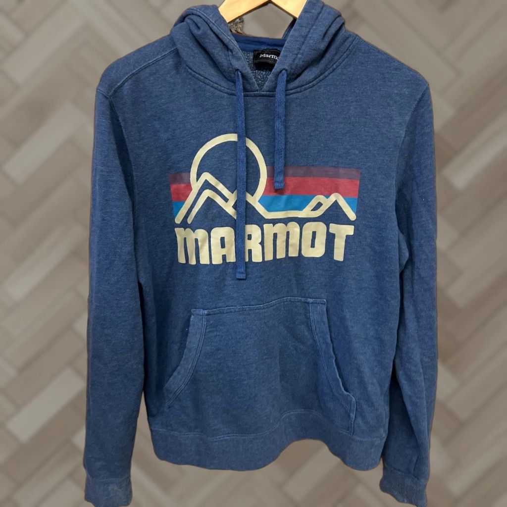 Marmot Marmot Hoodie Mens Small Blue Fleece Pullover Graphic Logo Jumper Hiking Shirt Pullover Hooded Pockets Size US S / EU 44-46 / 1 - 1 Thumbnail