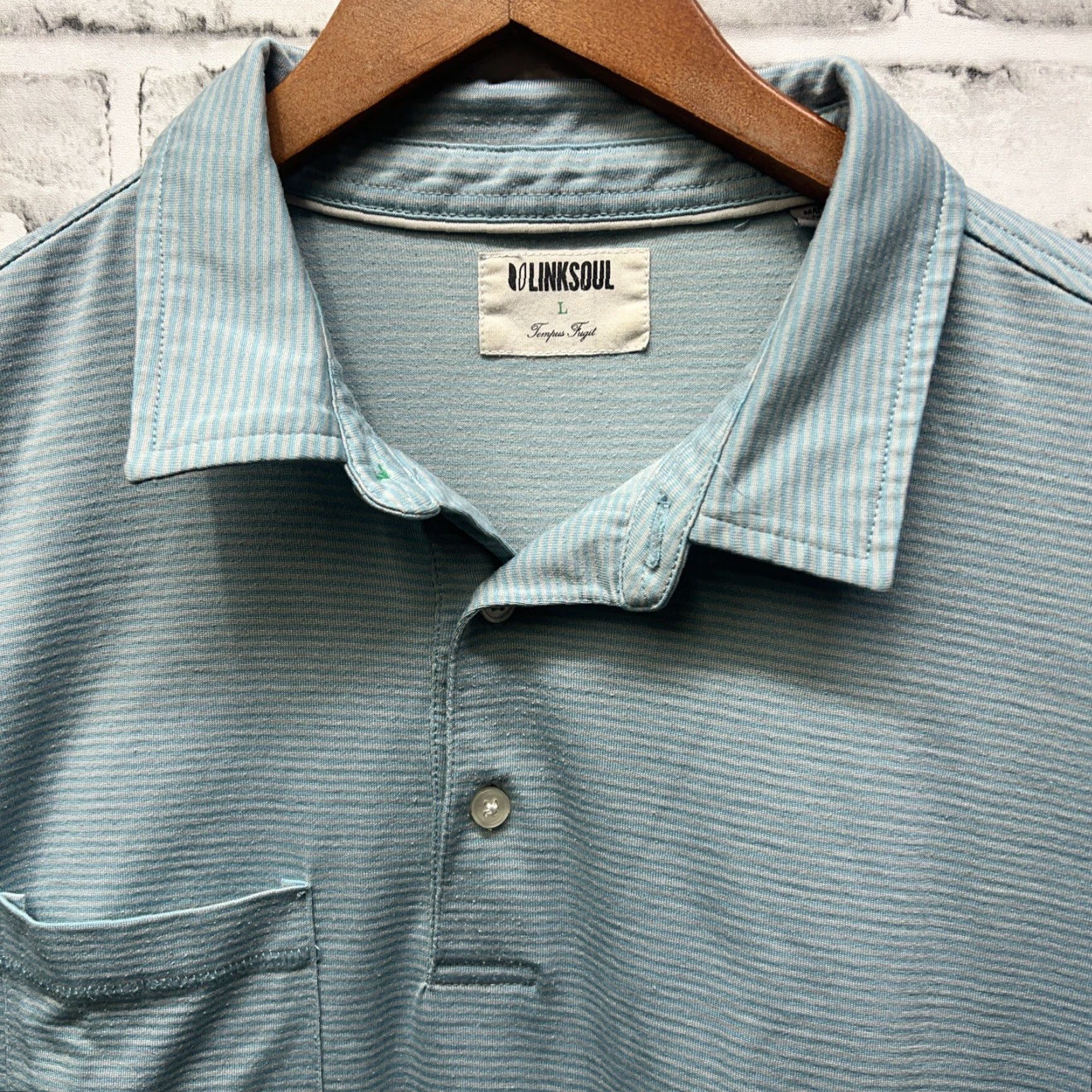 Vintage Linksoul Blue Striped Polo Shirt Mens Size L Size US L / EU 52-54 / 3 - 2 Thumbnail
