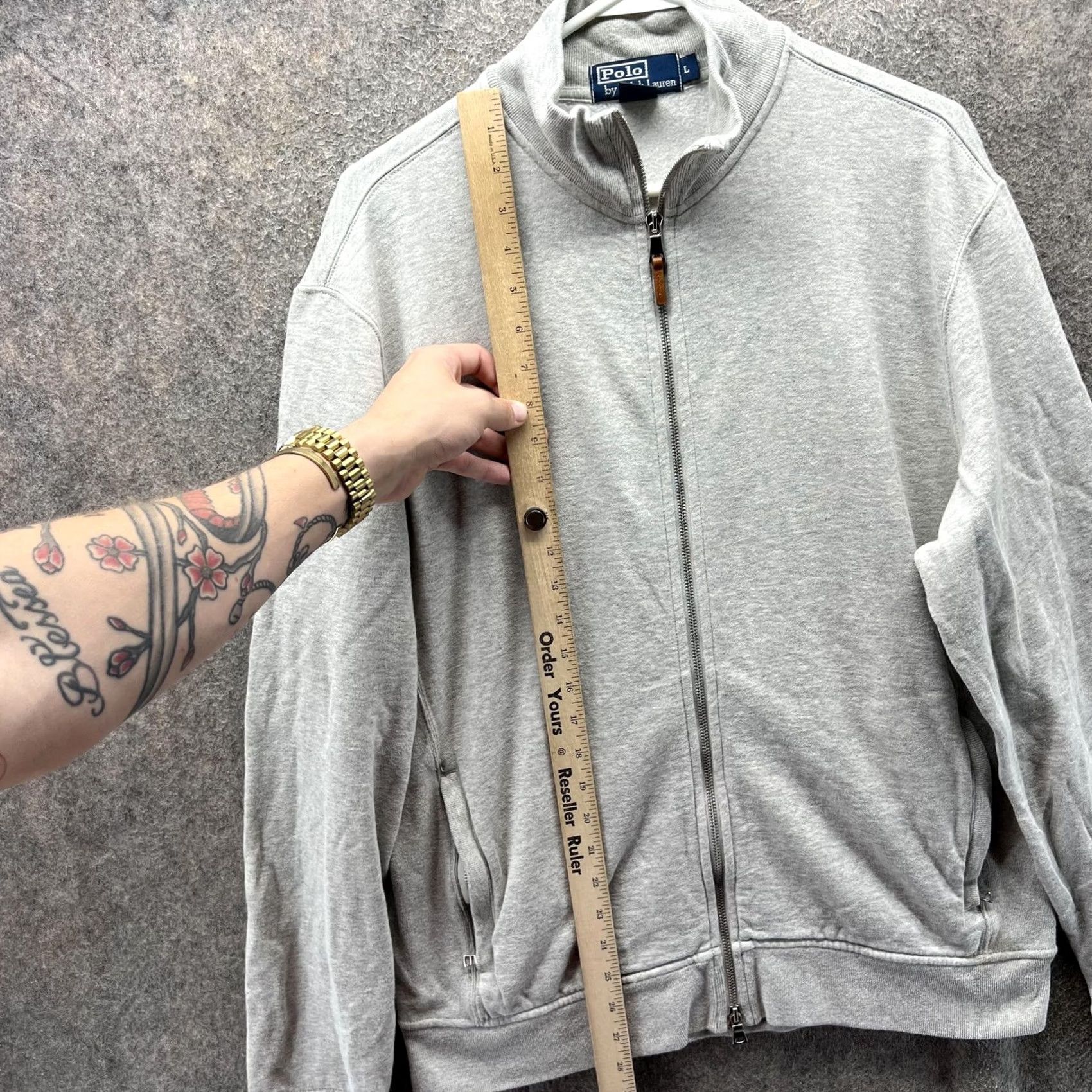 Polo Ralph Lauren VINTAGE Polo Ralph Lauren Sweatshirt Mens Large Gray Full Zip Fleece Jacket Pockets 90s Mens Size US L / EU 52-54 / 3 - 4 Thumbnail
