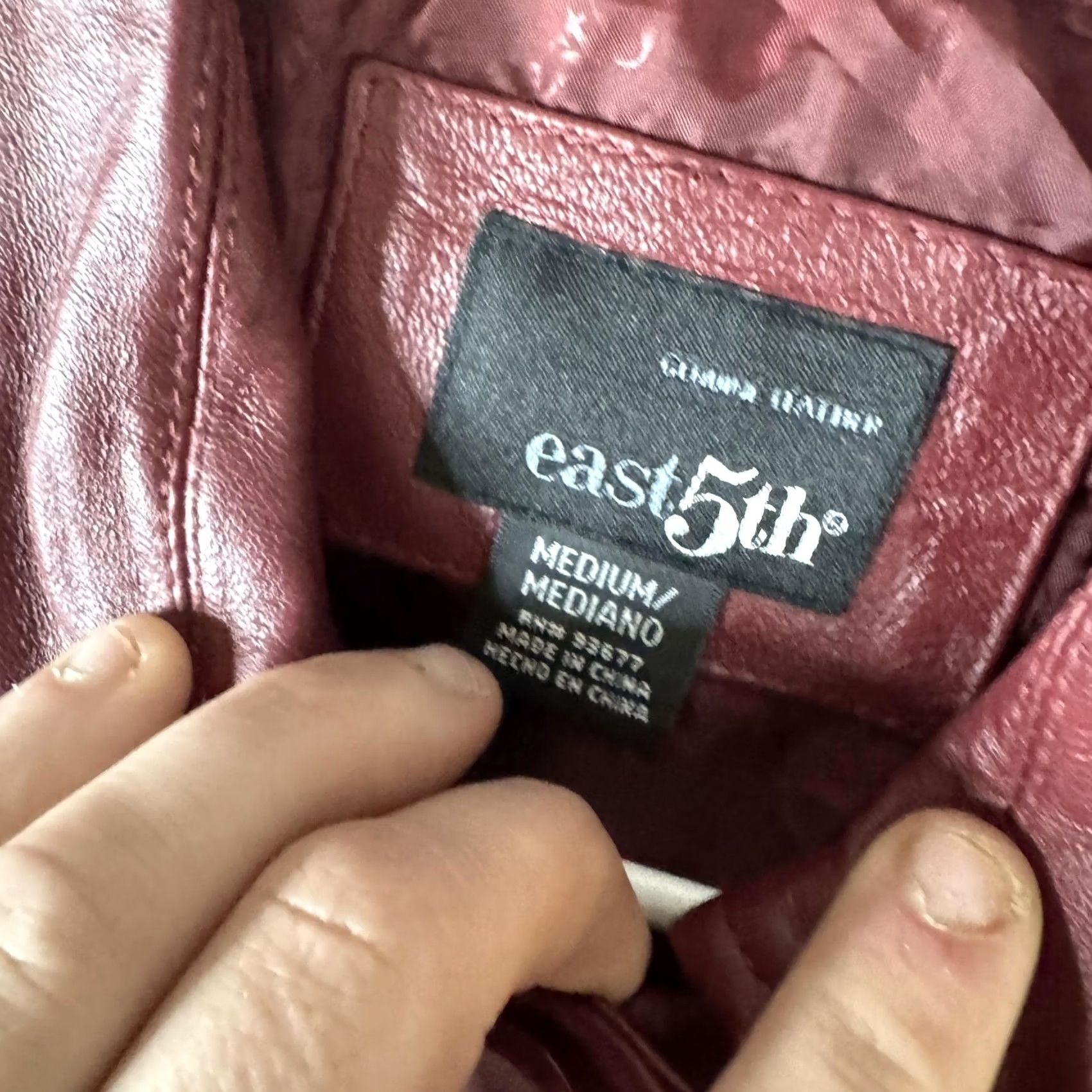 Vintage East 5th Leather Coat Womens M Red Button Lined Mid-Length Single-Breasted Size M / US 6-8 / IT 42-44 - 7 Thumbnail