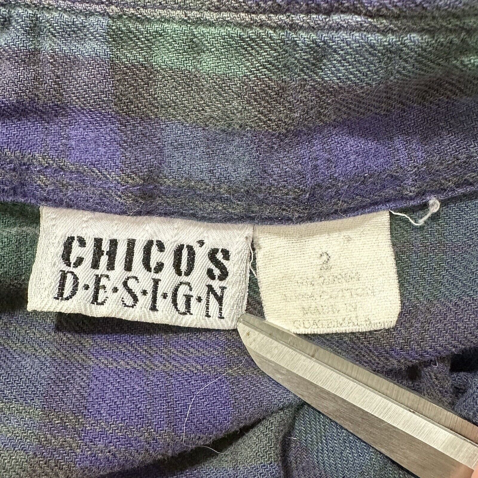 Chicos Chico's Design Large Button Up Shirt Blue Green Plaid Stripe Size L / US 10 / IT 46 - 3 Thumbnail