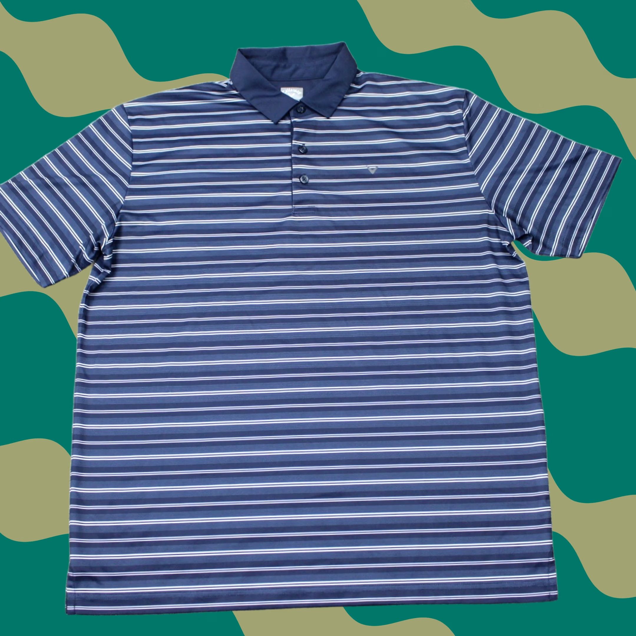 Callaway Callaway Polo Shirt Mens Large Blue/White Striped Opti-Dri Golf Short Sleeve Polo Shirt Size US L / EU 52-54 / 3 - 1 Thumbnail