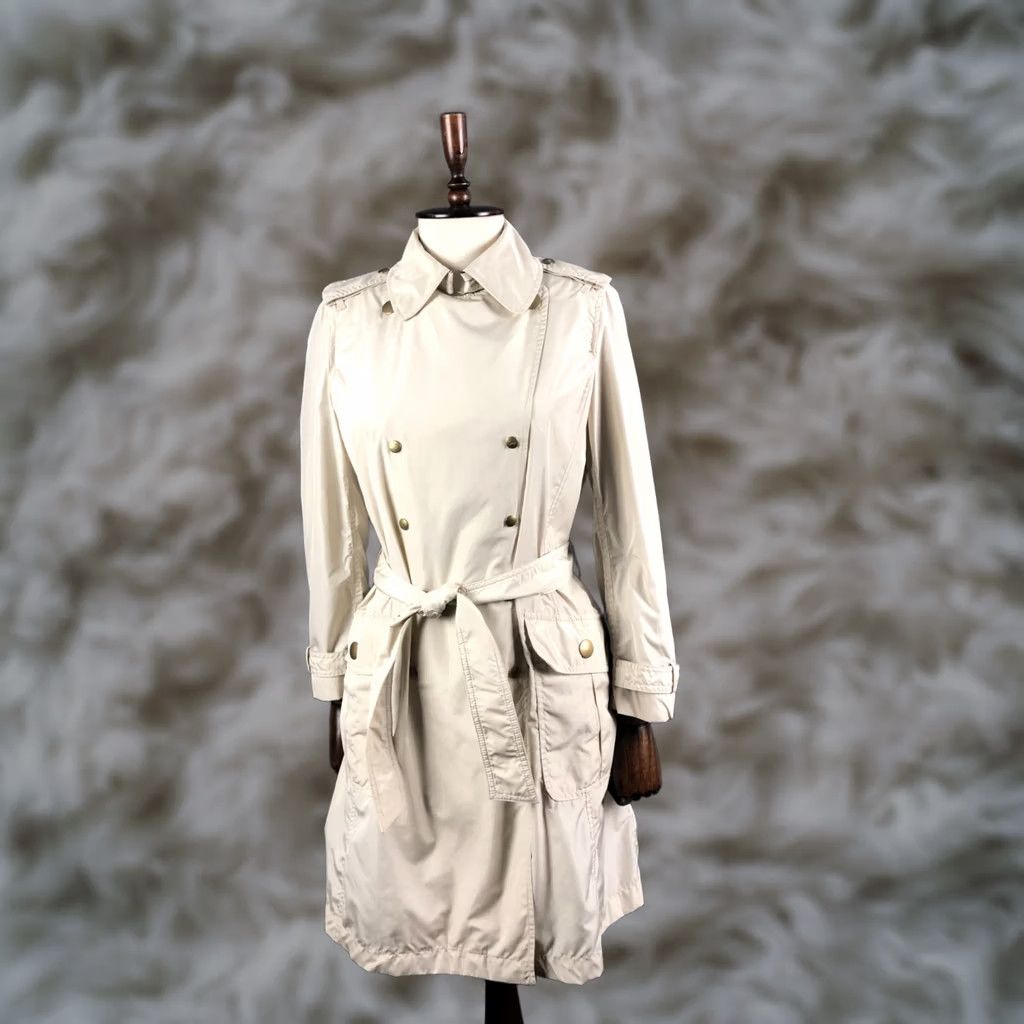 Fay Fay Trench Coat Ivory Women S Belted Snap Front Polyester Casual Long Sleeve Mid-Length Size S / US 4 / IT 40 - 1 Thumbnail