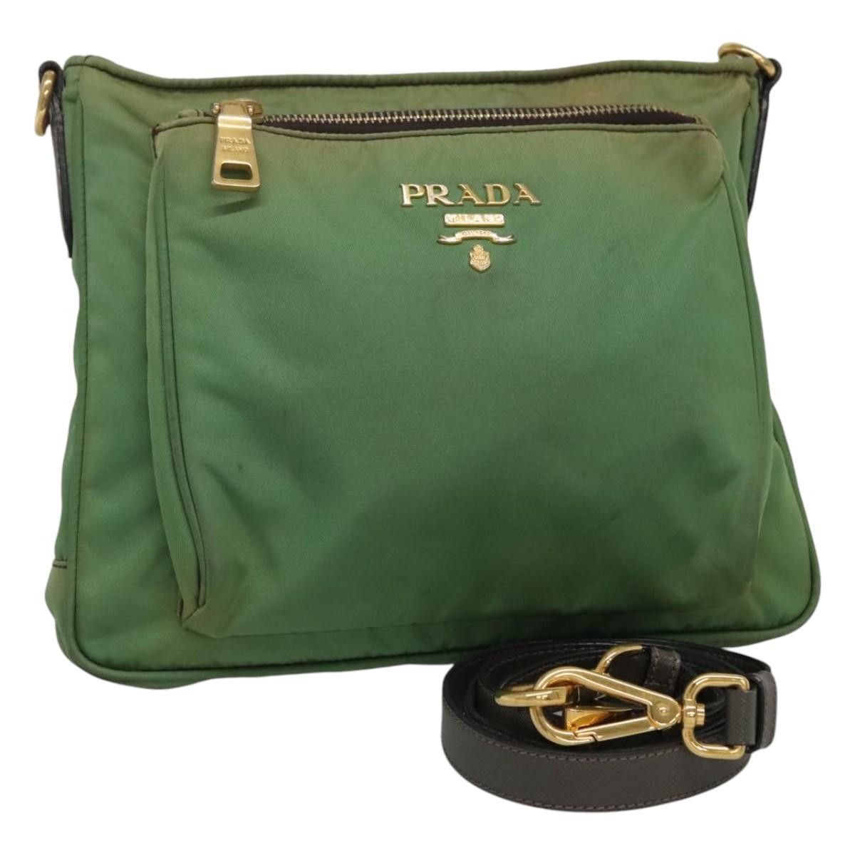 Prada Tessuto Green Synthetic Shoulder Bag (Pre-Owned) Size ONE SIZE - 1 Thumbnail