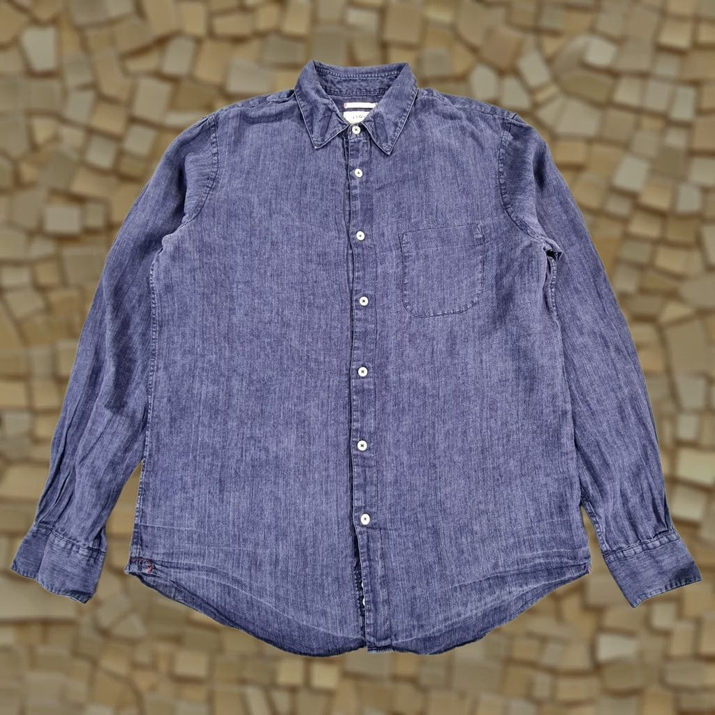 Jigsaw Jigsaw Shirt Blue Medium 100% Linen Button-Up Long Sleeve Casual Womens? No, Men’s? Size US M / EU 48-50 / 2 - 1 Thumbnail