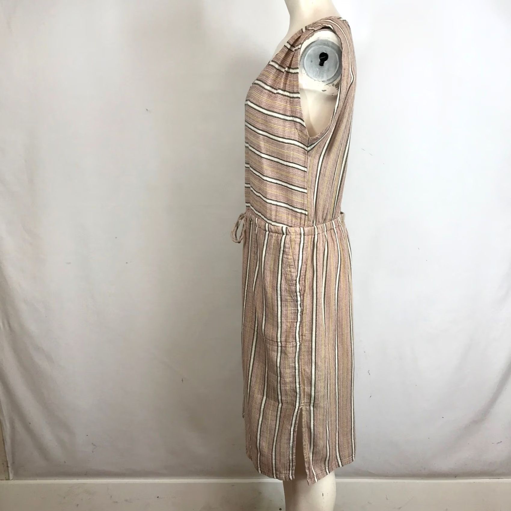 Prana prAna Striped V Neck Drawstring Waist Midi Dress Women Size S Size S / US 4 / IT 40 - 6 Thumbnail