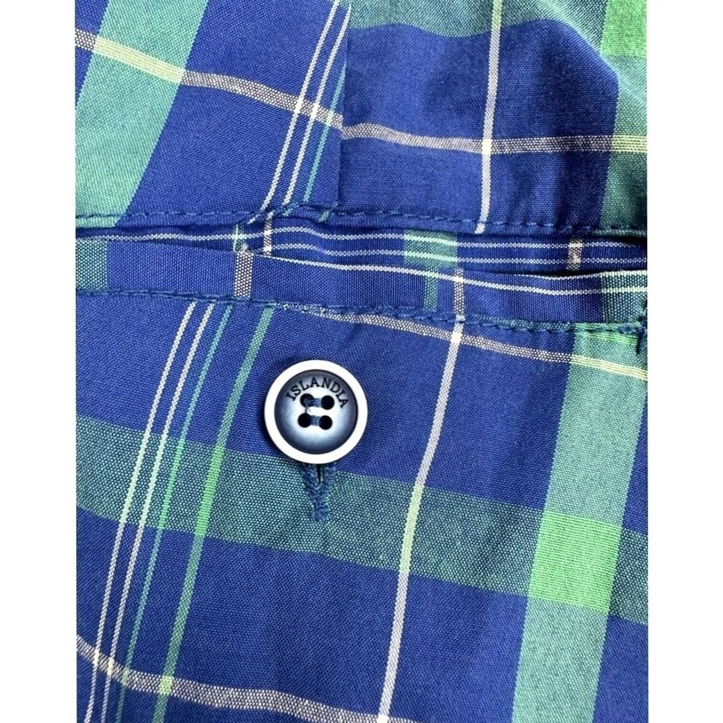 CO Islandia Clothing Co Shorts Mens 34 Blue Green Khaki Chino Plaid Flat Front EUC Size US 34 / EU 50 - 5 Thumbnail