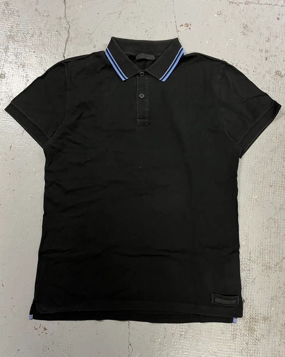Prada SS2018 Prada Blue Contrast Trim Black Polo Size US S / EU 44-46 / 1 - 1 Thumbnail