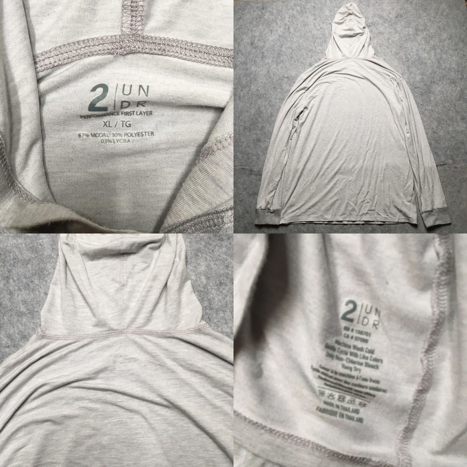 Vintage 2UNDR Hooded Shirt Mens XL Gray CC OF BIRMINGHAM ALABAMA Golf Tee Performance First Layer Size US XL / EU 56 / 4 - 8 Thumbnail