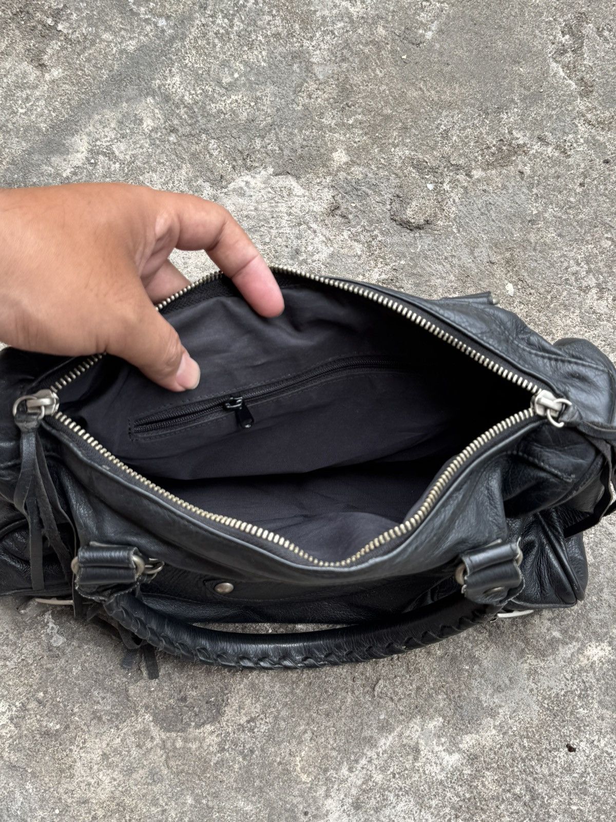 Vintage Black Leather City Bags Styled Size ONE SIZE - 7 Thumbnail