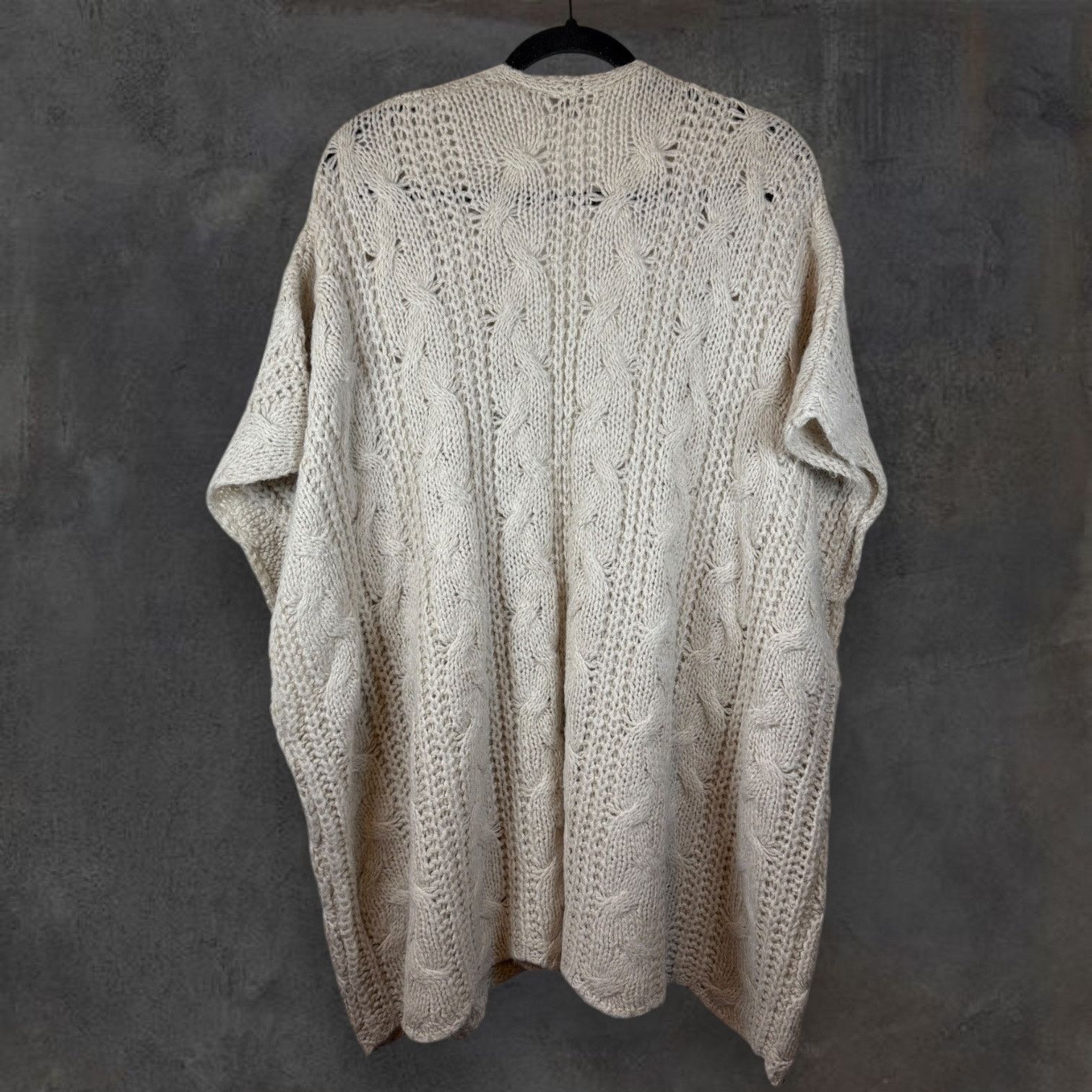 Other Aerie Cream One Size Knit Open Buttonless Long Sweater Wrap Size ONE SIZE - 2 Thumbnail