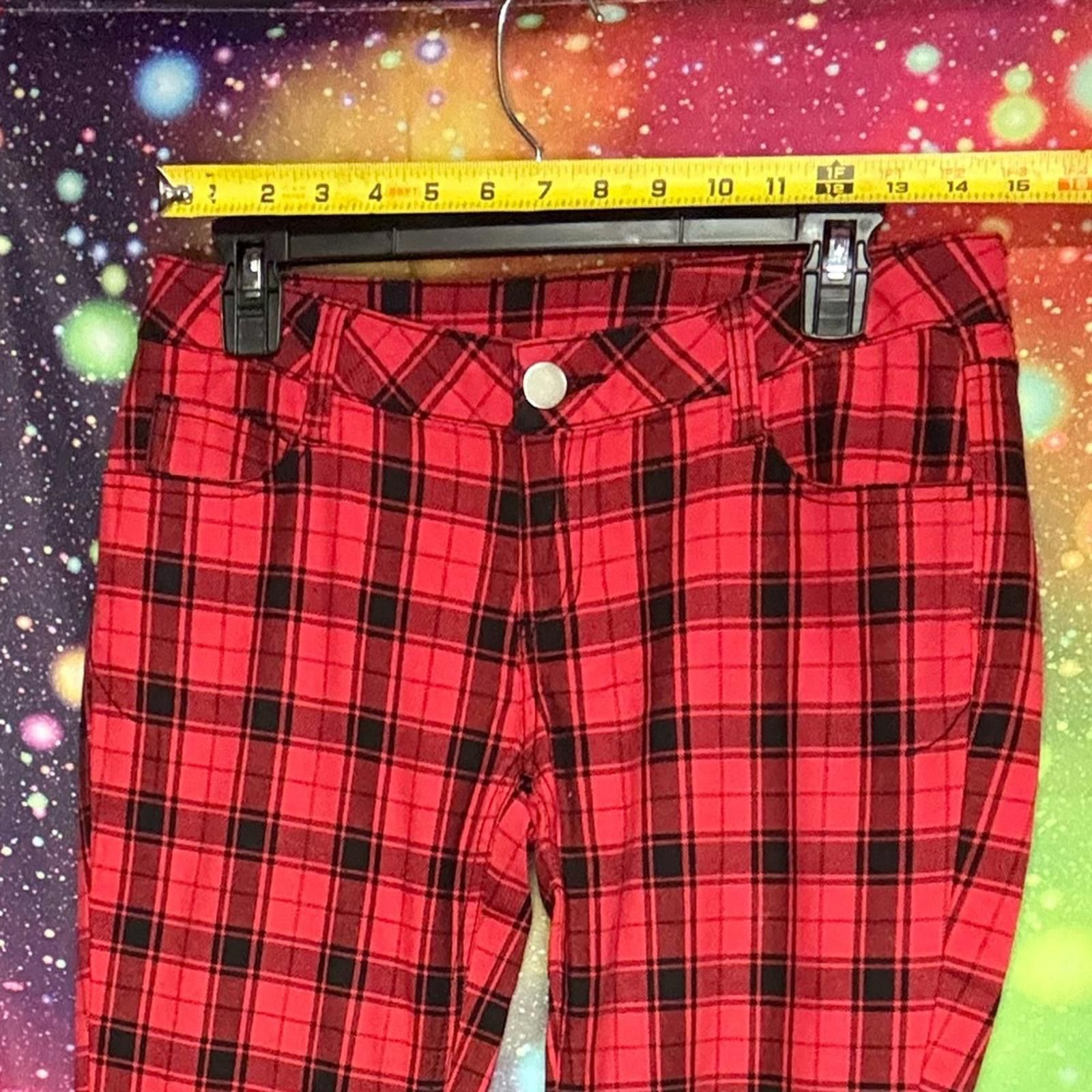 City Streets City Streets Red and Black Plaid Women Jeans Size 32" / US 10 / IT 46 - 2 Thumbnail