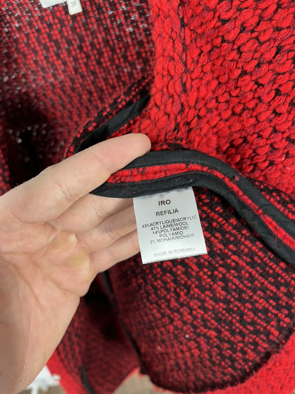 Iro IRO Red Knit Jacket Womens Size 38 Textured Wool Blend Size S / US 4 / IT 40 - 11 Thumbnail