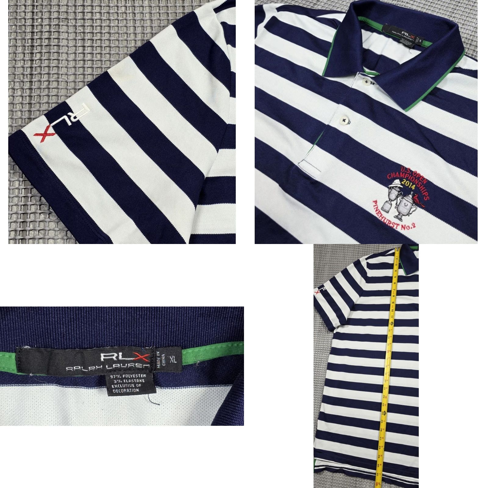 Ralph Lauren Ralph Lauren RLX Polo Golf Shirt Mens XL Blue White Stripe RLX Pinehurst US Open Patch Size US XL / EU 56 / 4 - 8 Thumbnail