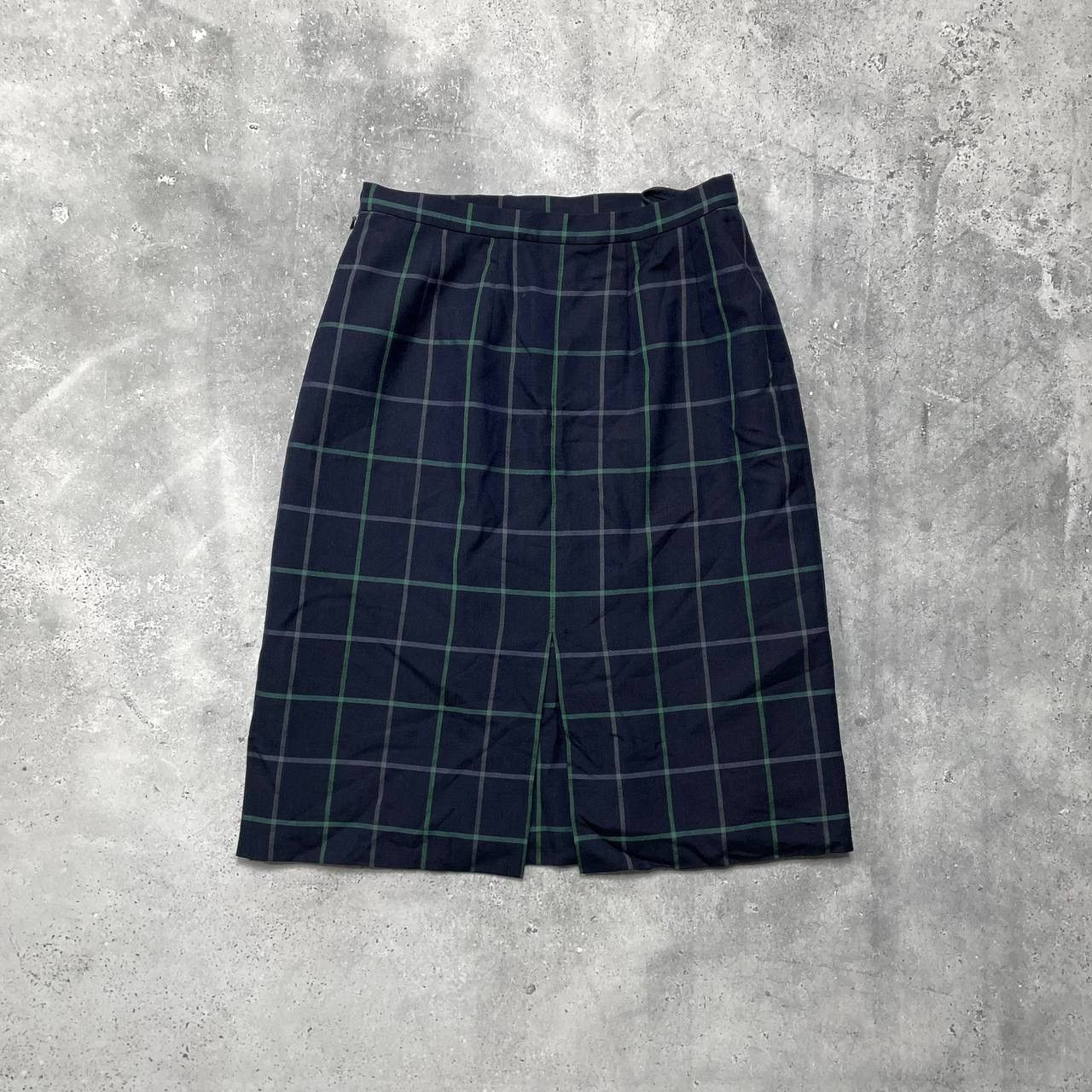 Burberry × Vintage Vintage 90s Burberrys Midi Checked Skirt Women’s Blue Size 27" / US 4 / IT 40 - 1 Thumbnail